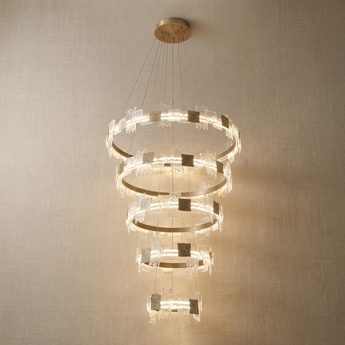 Yiosi Liying Cascading Multi-Tier Glass Pendant Light - 47" (Dia 1200mm)