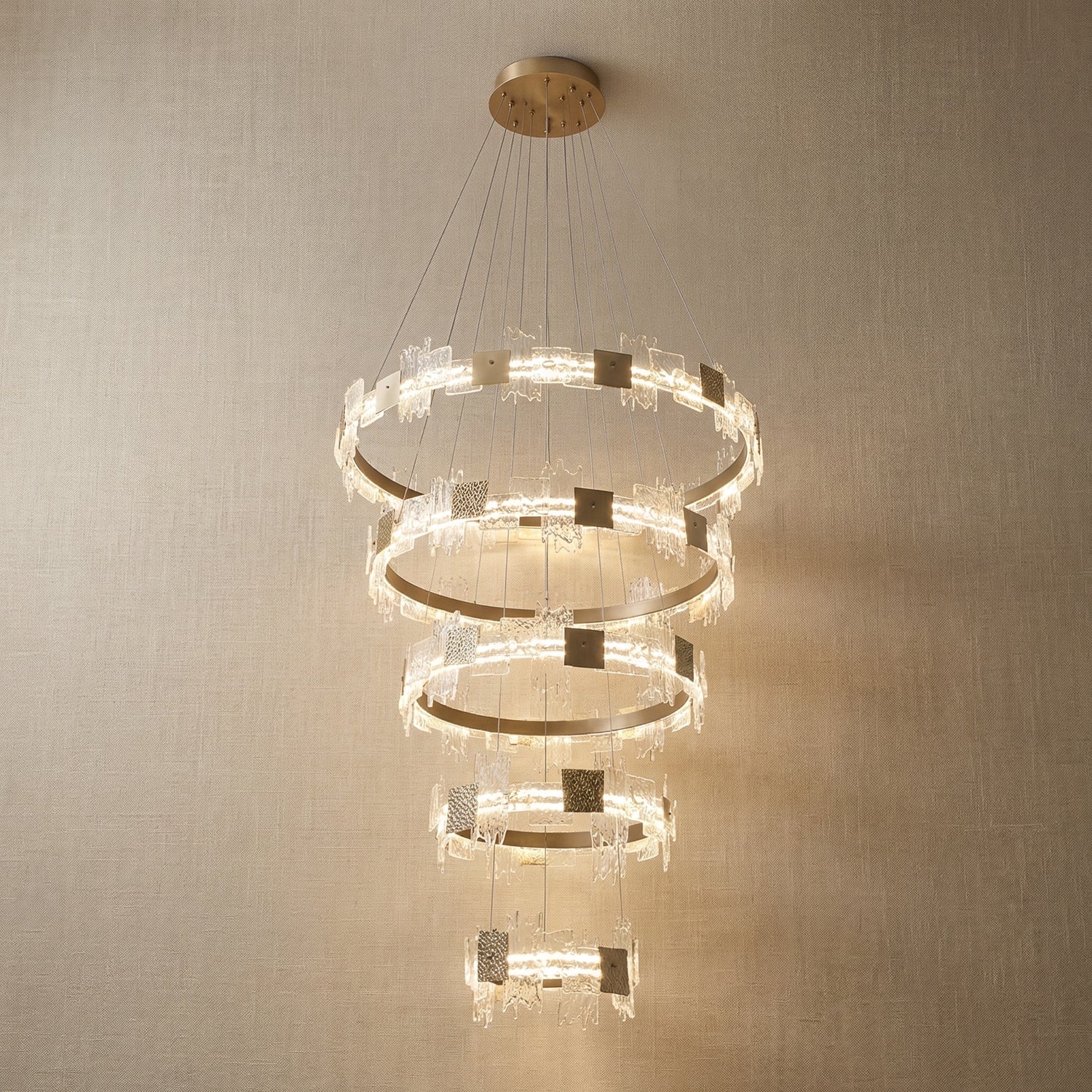 Yiosi Liying Cascading Multi-Tier Glass Pendant Light - 47" (Dia 1200mm)