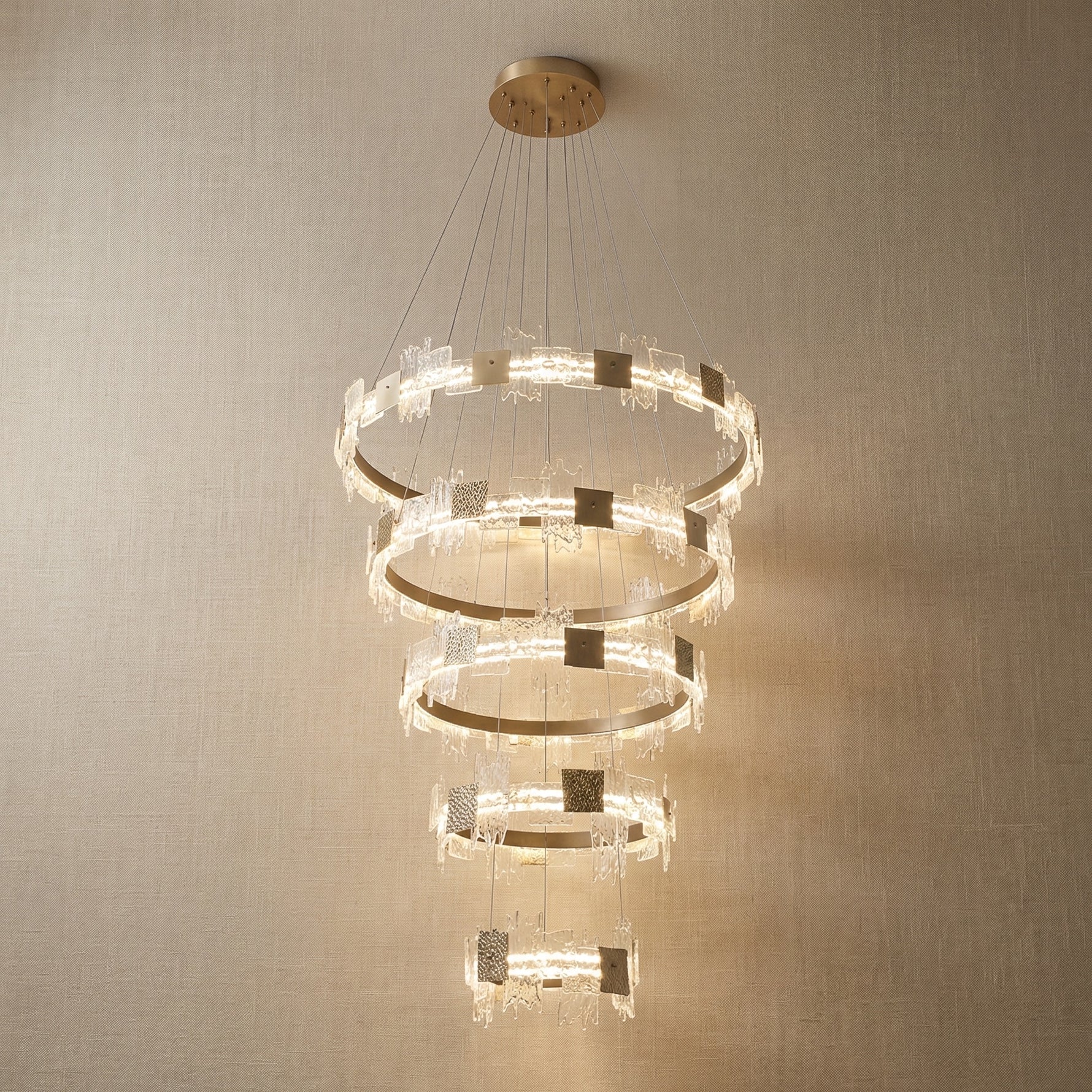 Yiosi Liying Cascading Multi-Tier Glass Pendant Light - 47" (Dia 1200mm)
