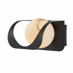 Ribbon Curve Flowing Drape Alabaster Wall Sconce - Black