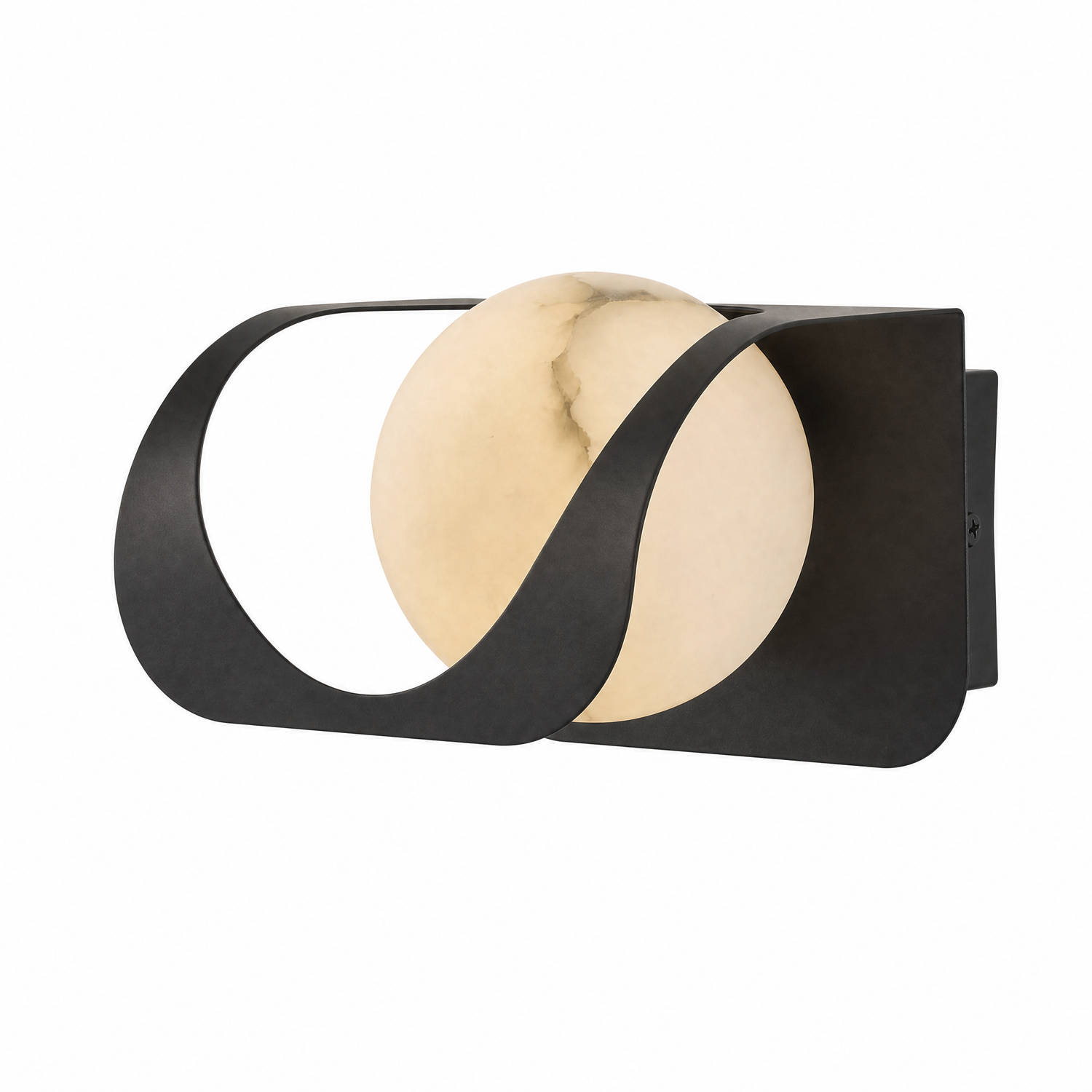 Ribbon Curve Flowing Drape Alabaster Wall Sconce - Black
