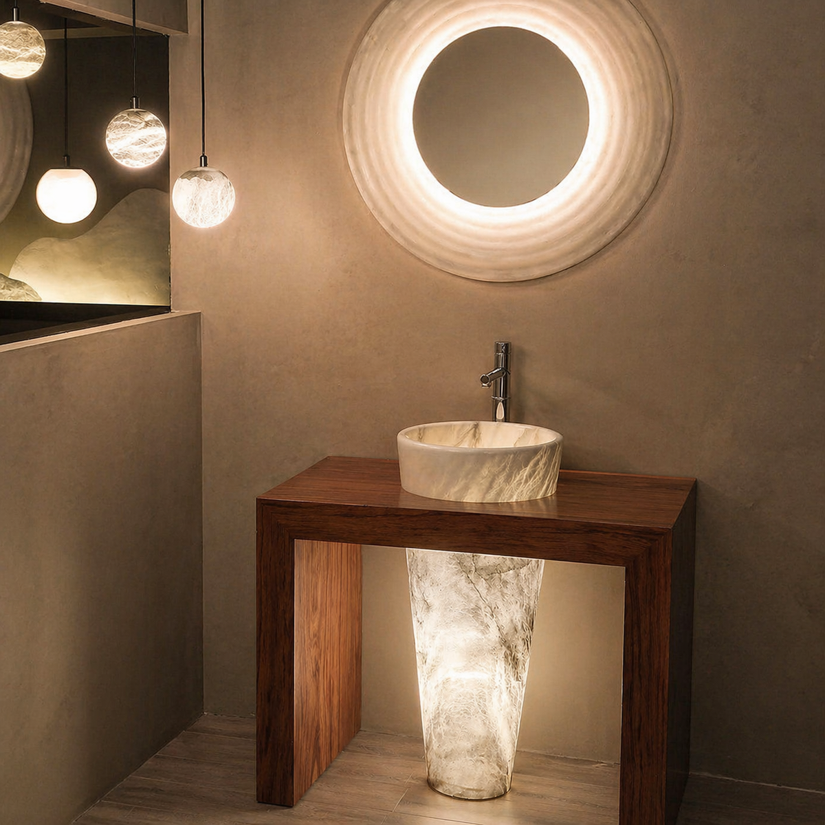 Alabaster Mirror D6 Alabaster Wall Sconce — L900 — mra-alabaster-mirror-d6-l900-product