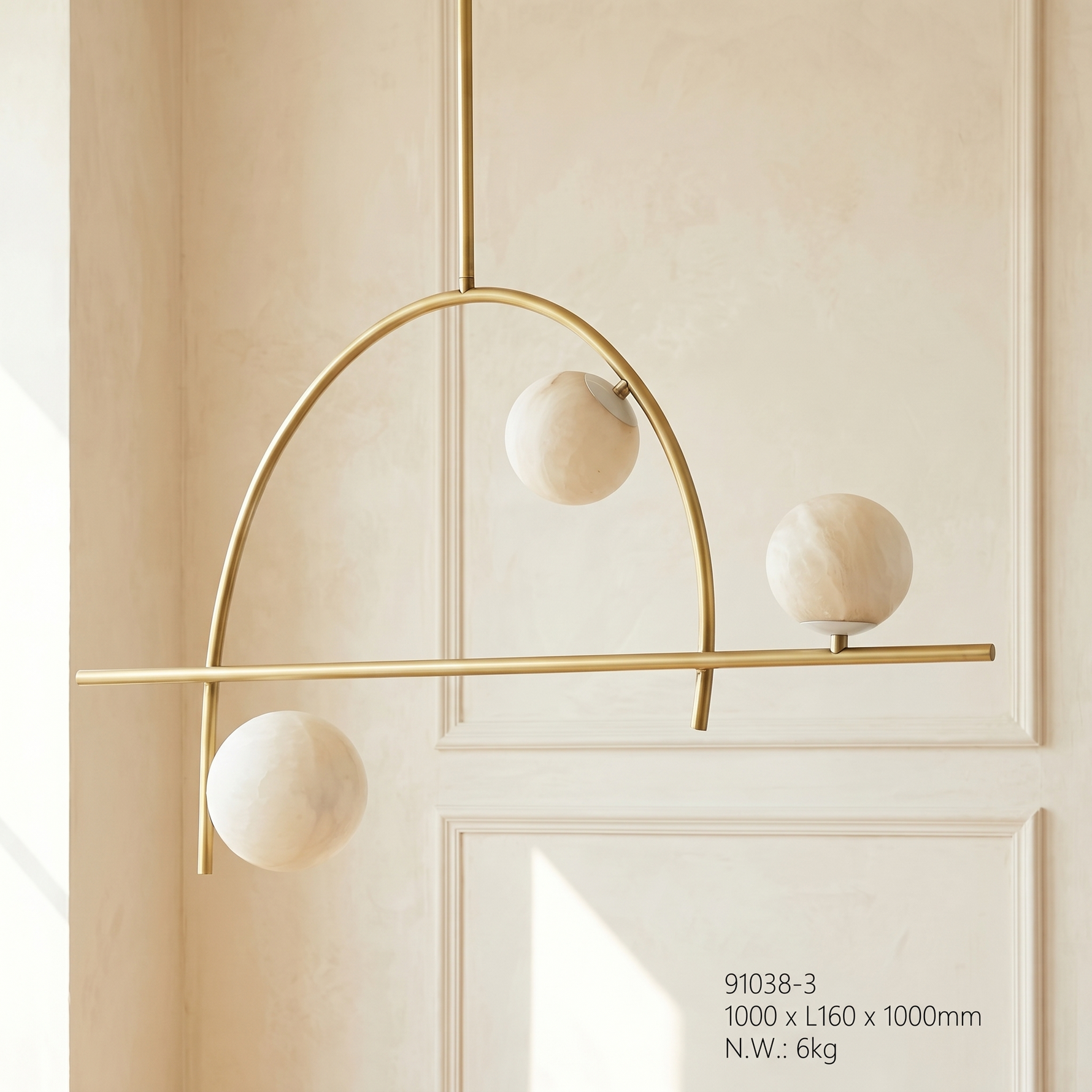 Brass 3-arm Classic Alabaster Pendant Light — L1000 — mra-brass-3-arm-classic-91038-l1000-dark