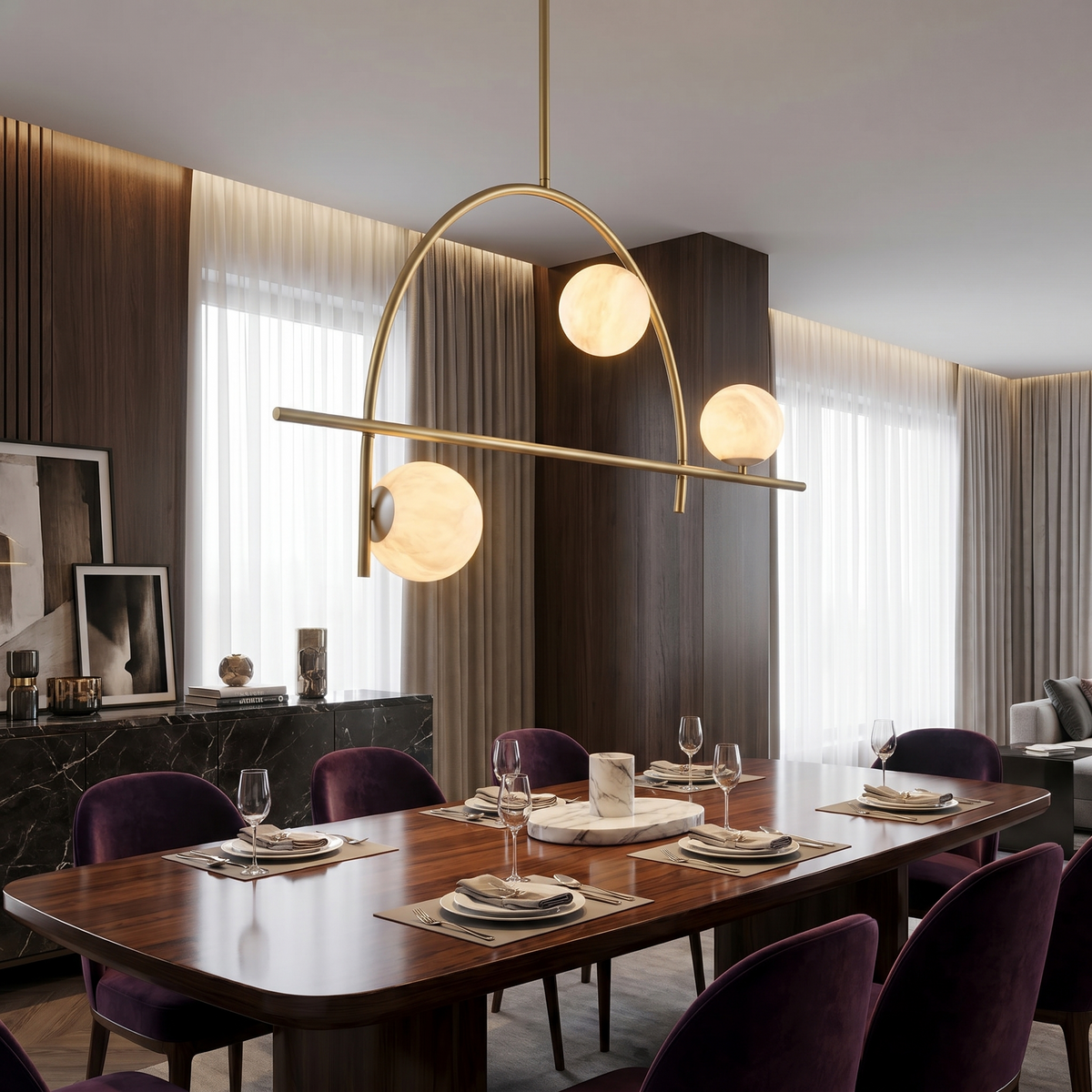 Brass 3-arm Classic Alabaster Pendant Light — L1000 — mra-brass-3-arm-classic-91038-l1000-scene-1