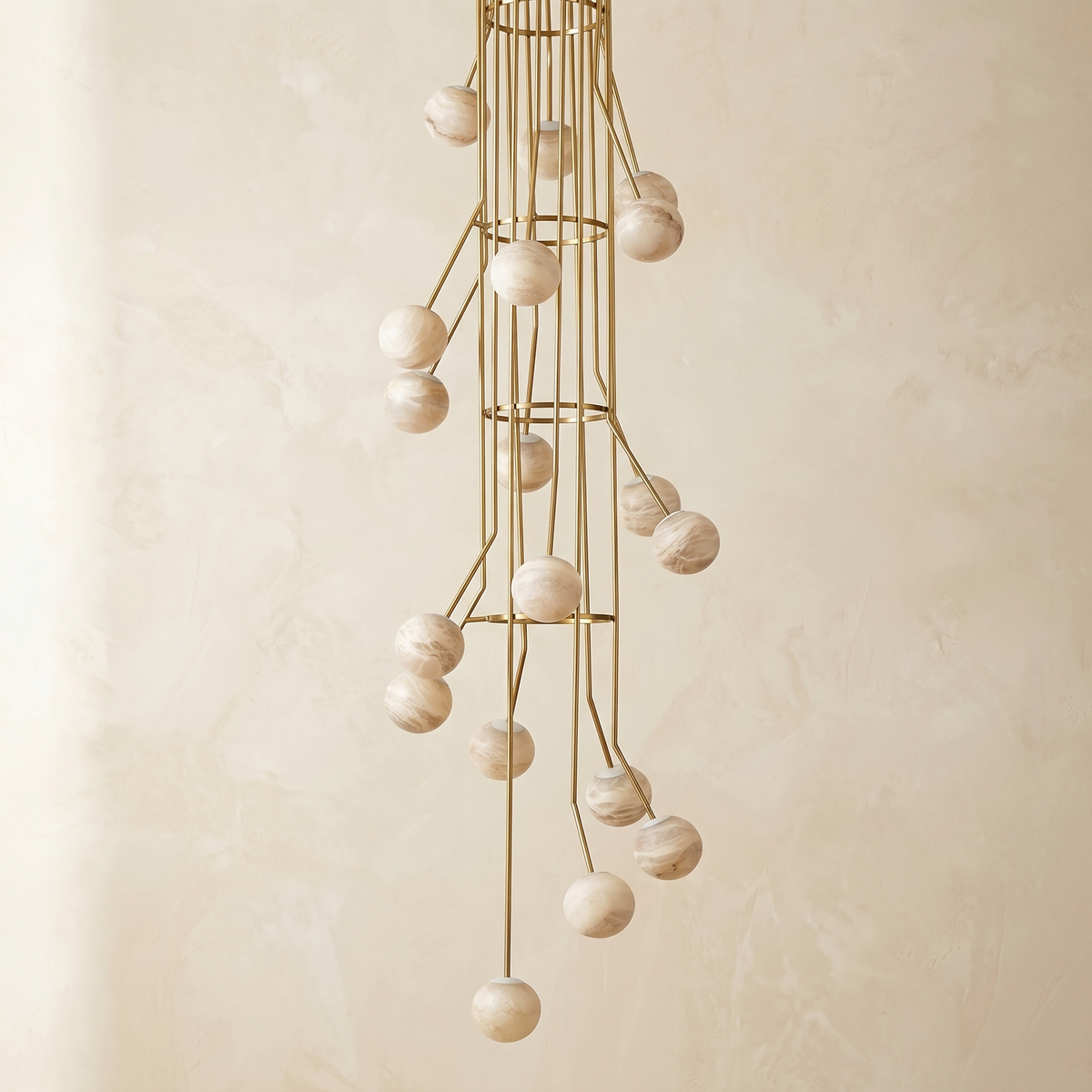 Brass Cascade Alabaster Pendant Light — D730 — mra-brass-cascade-91075-d730-dark