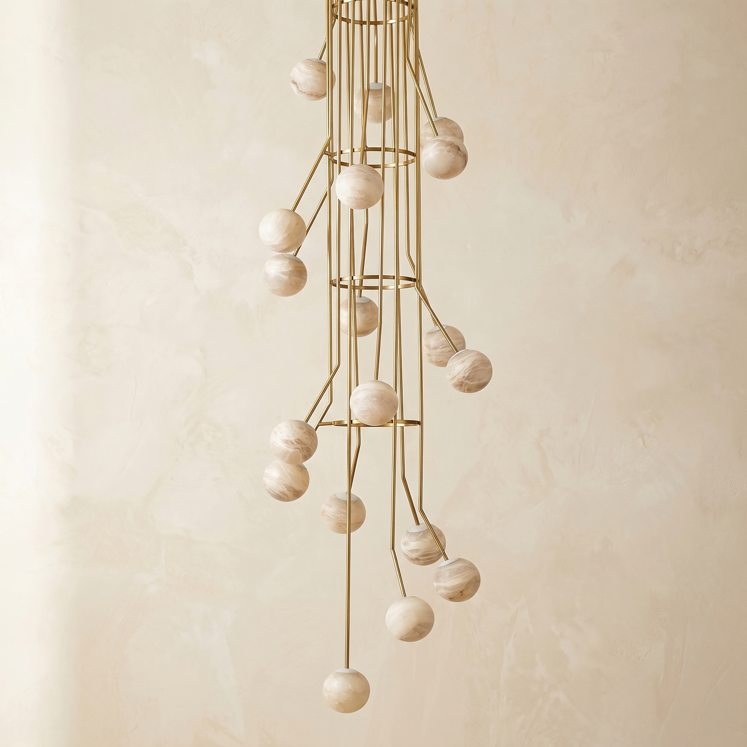 Brass Cascade Alabaster Pendant Light — D730 — mra-brass-cascade-91075-d730-dark