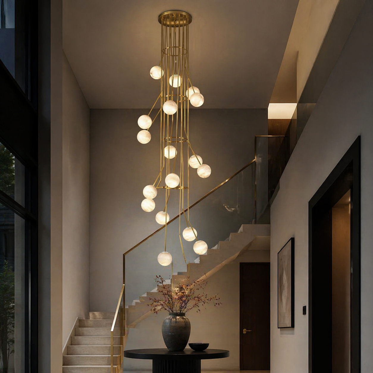 Brass Cascade Alabaster Pendant Light — D730 — mra-brass-cascade-91075-d730-scene-2