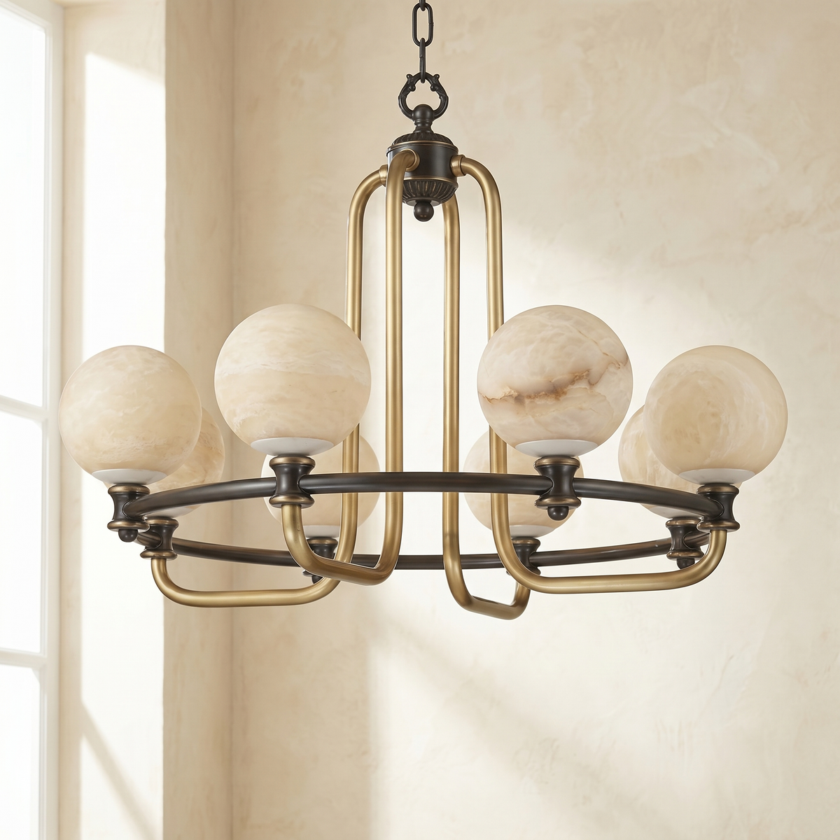 Brass Classic Alabaster Pendant Light — D820 — mra-brass-classic-91040-d820-dark