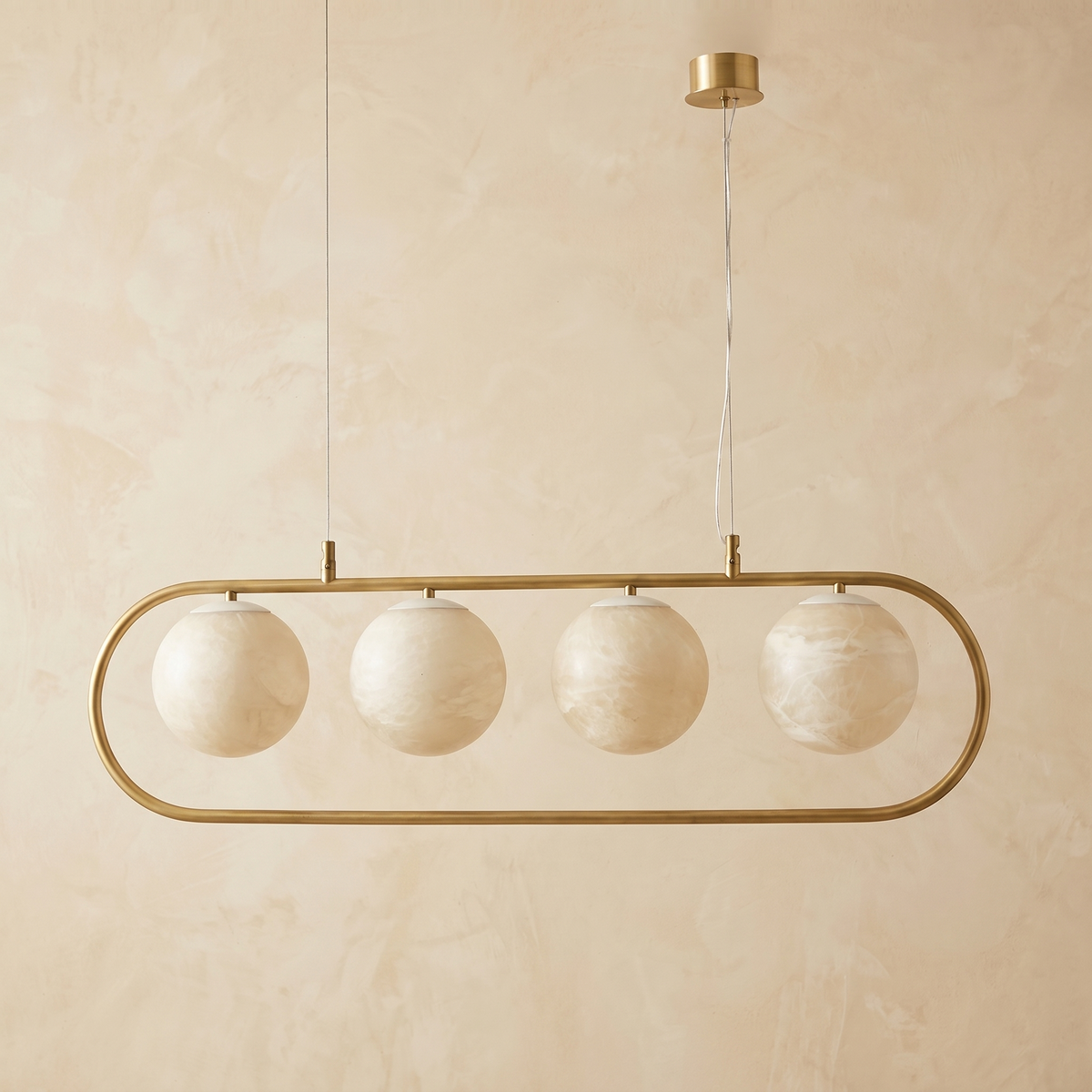 Brass Linear Orb Alabaster Pendant Light — W1100 — mra-brass-linear-orb-91033-w1100-dark