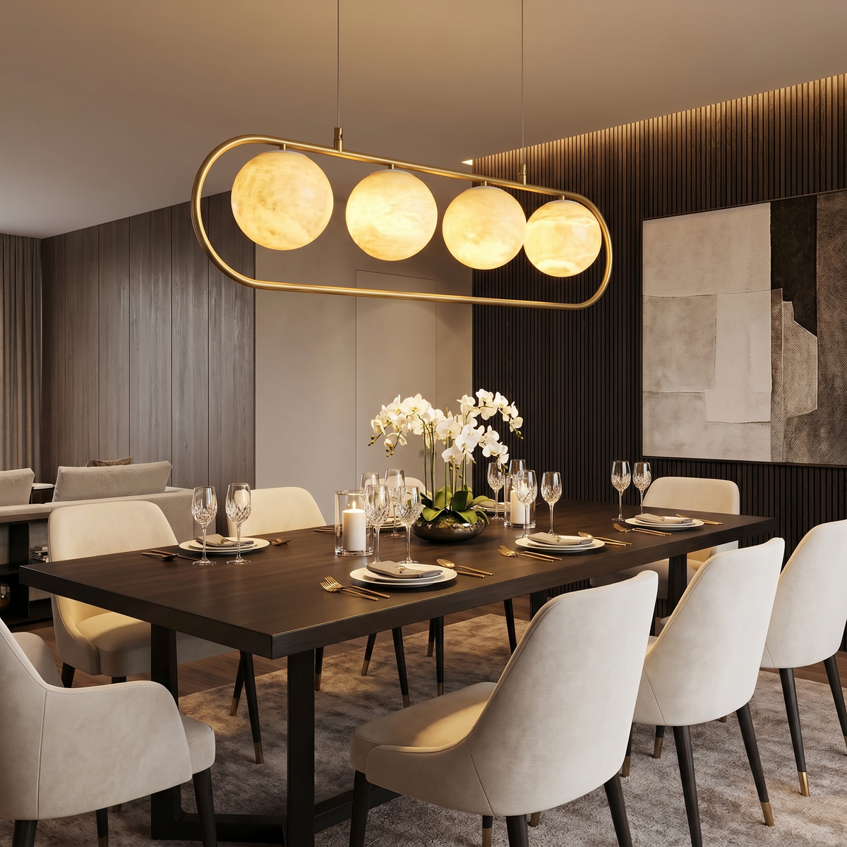 Brass Linear Orb Alabaster Pendant Light — W1100 — mra-brass-linear-orb-91033-w1100-scene-1