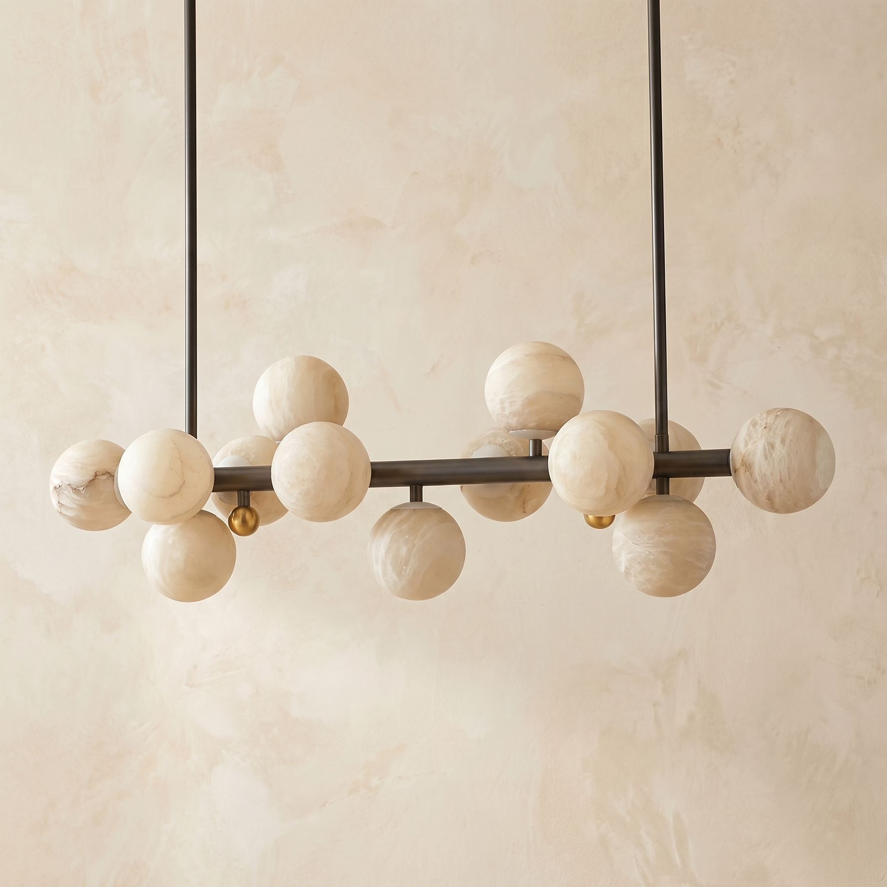 Brass Linear Orb Alabaster Pendant Light — W1180 — mra-brass-linear-orb-91033-w1180-dark