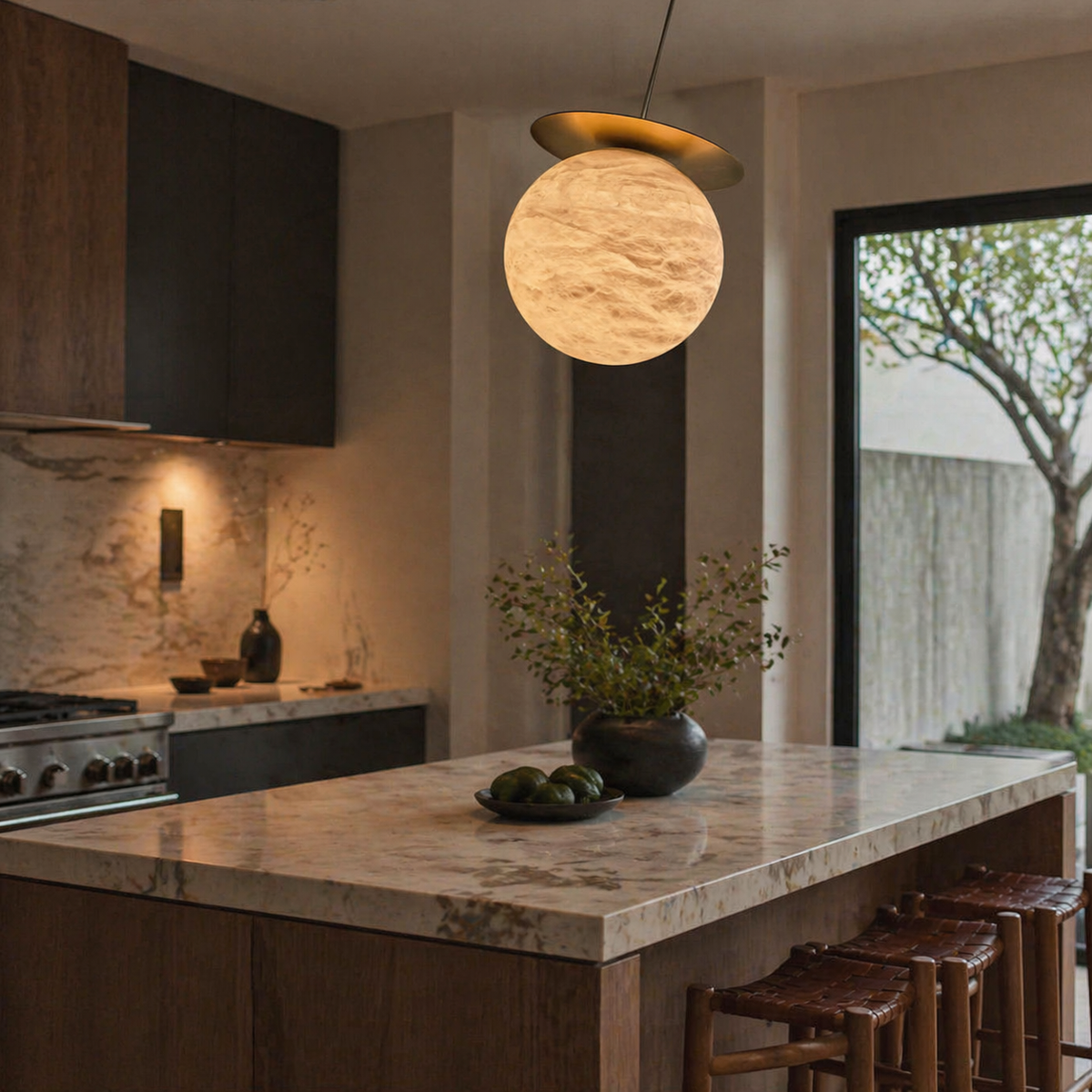Disc + Orb Pendant Alabaster — D290 — mra-disc-orb-pendant-d290-scene-2