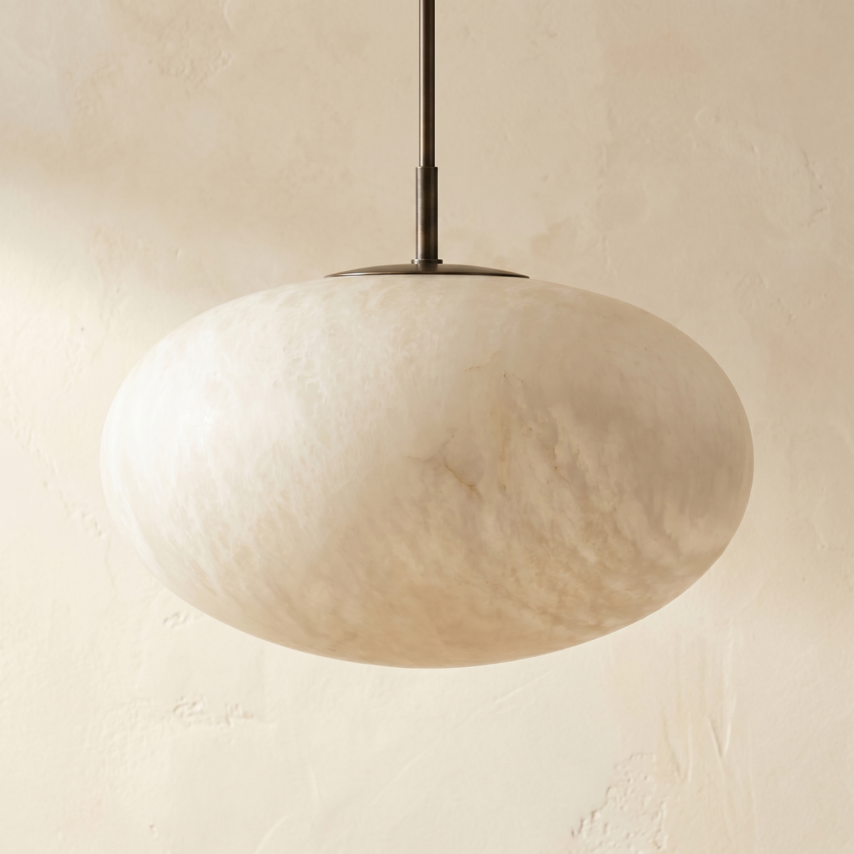 Oval Disc Pendant Alabaster — D290 — mra-oval-disc-pendant-d290-dark