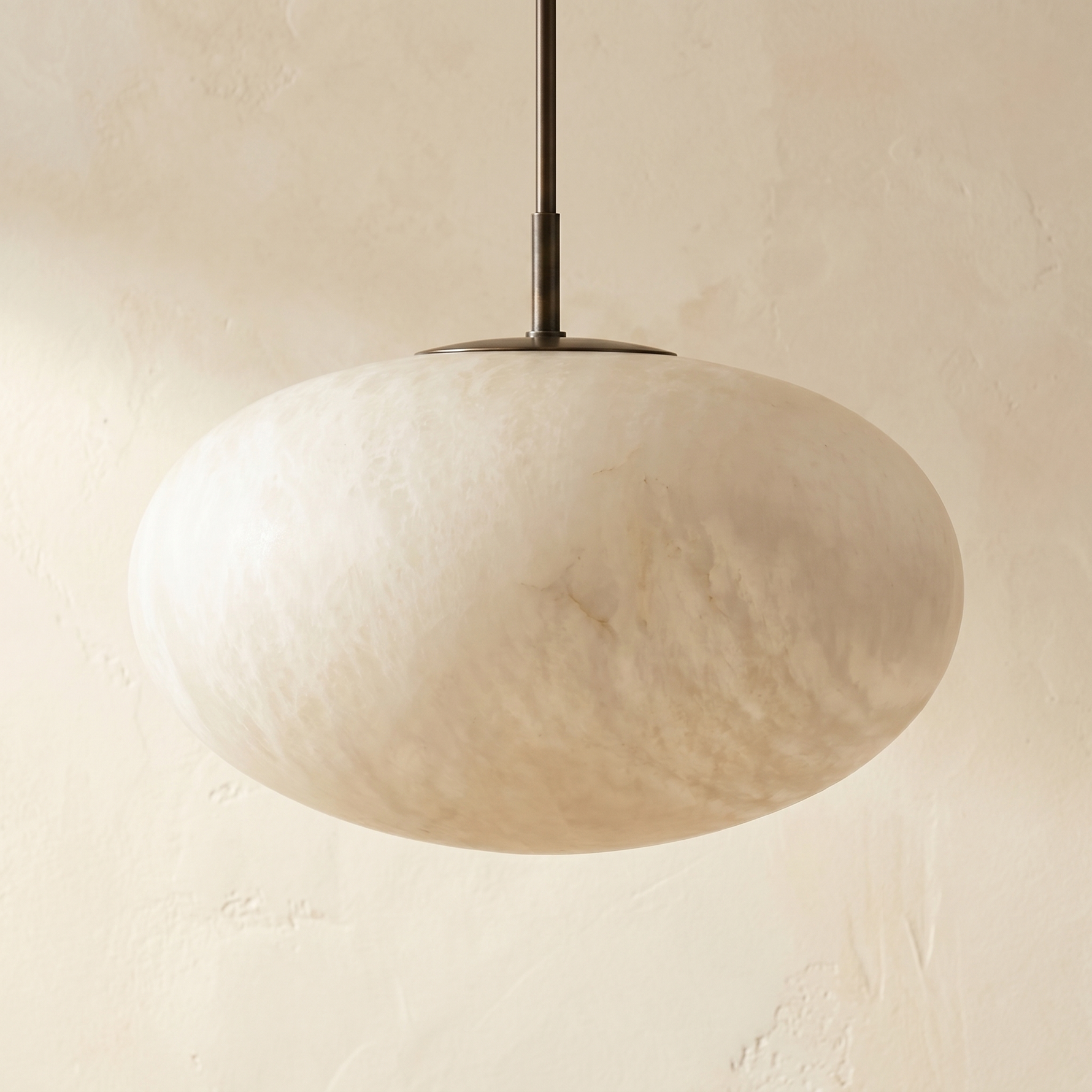 Oval Disc Pendant Alabaster — D290 — mra-oval-disc-pendant-d290-dark
