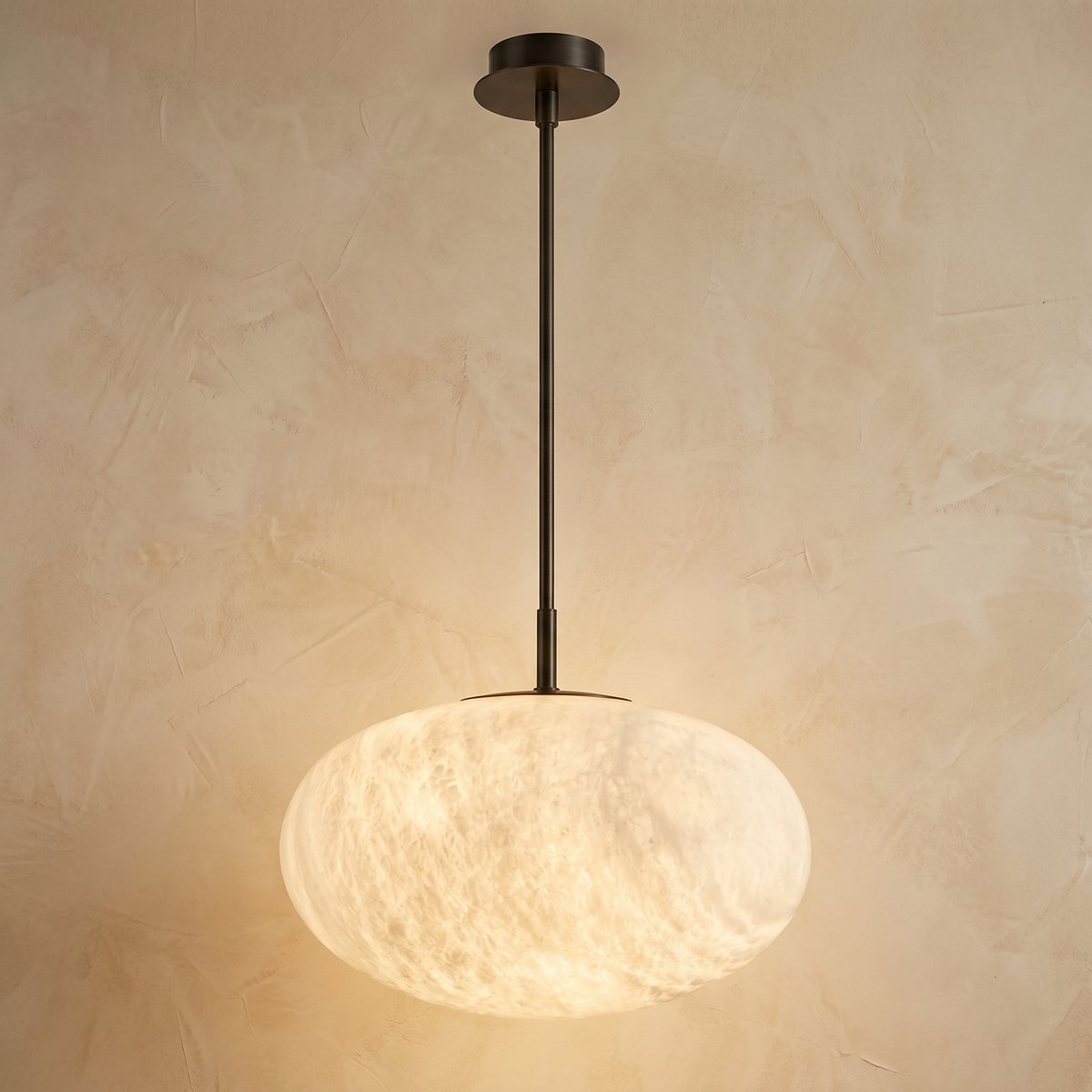 Oval Disc Pendant Alabaster — D290 — mra-oval-disc-pendant-d290-product