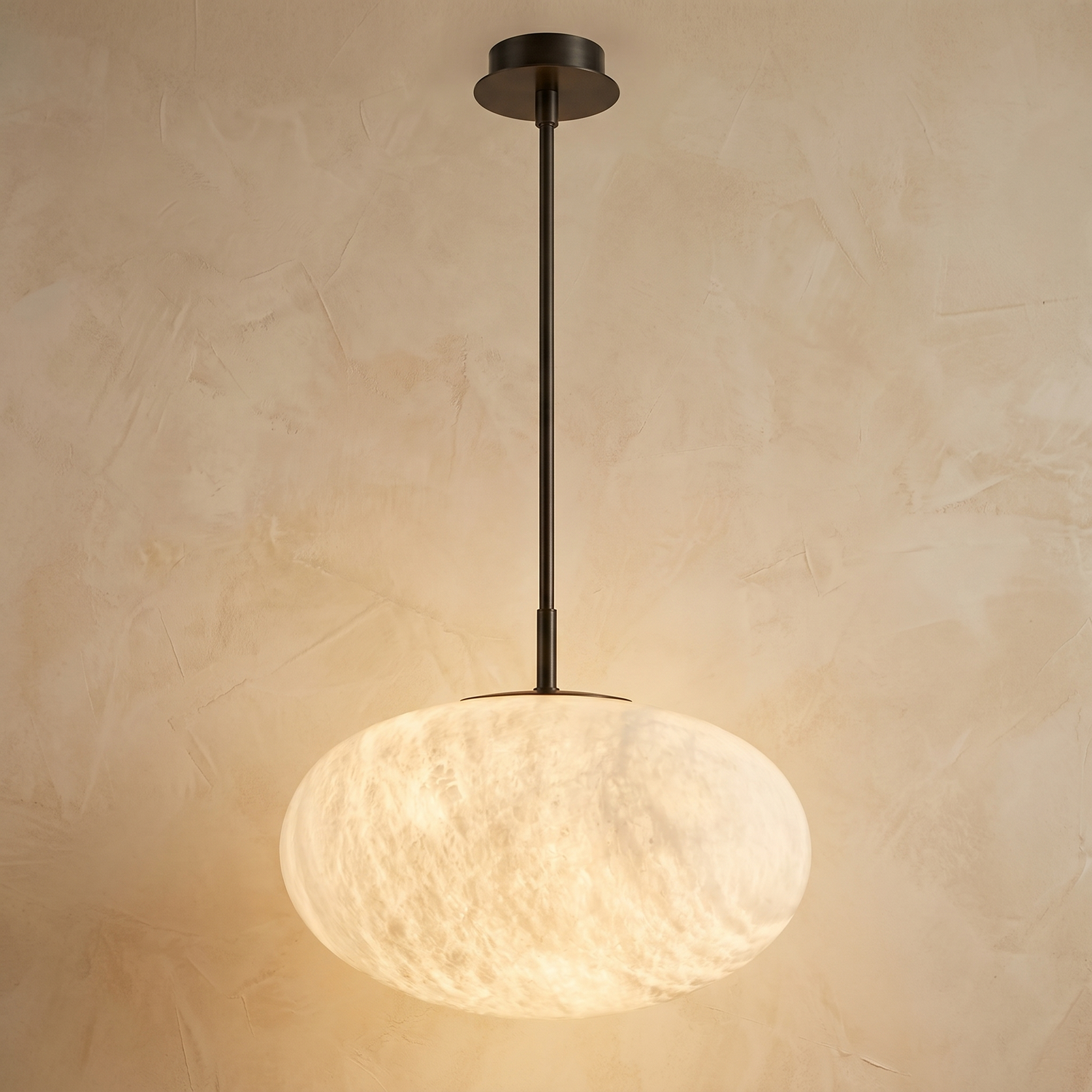 Oval Disc Pendant Alabaster — D290 — mra-oval-disc-pendant-d290-product