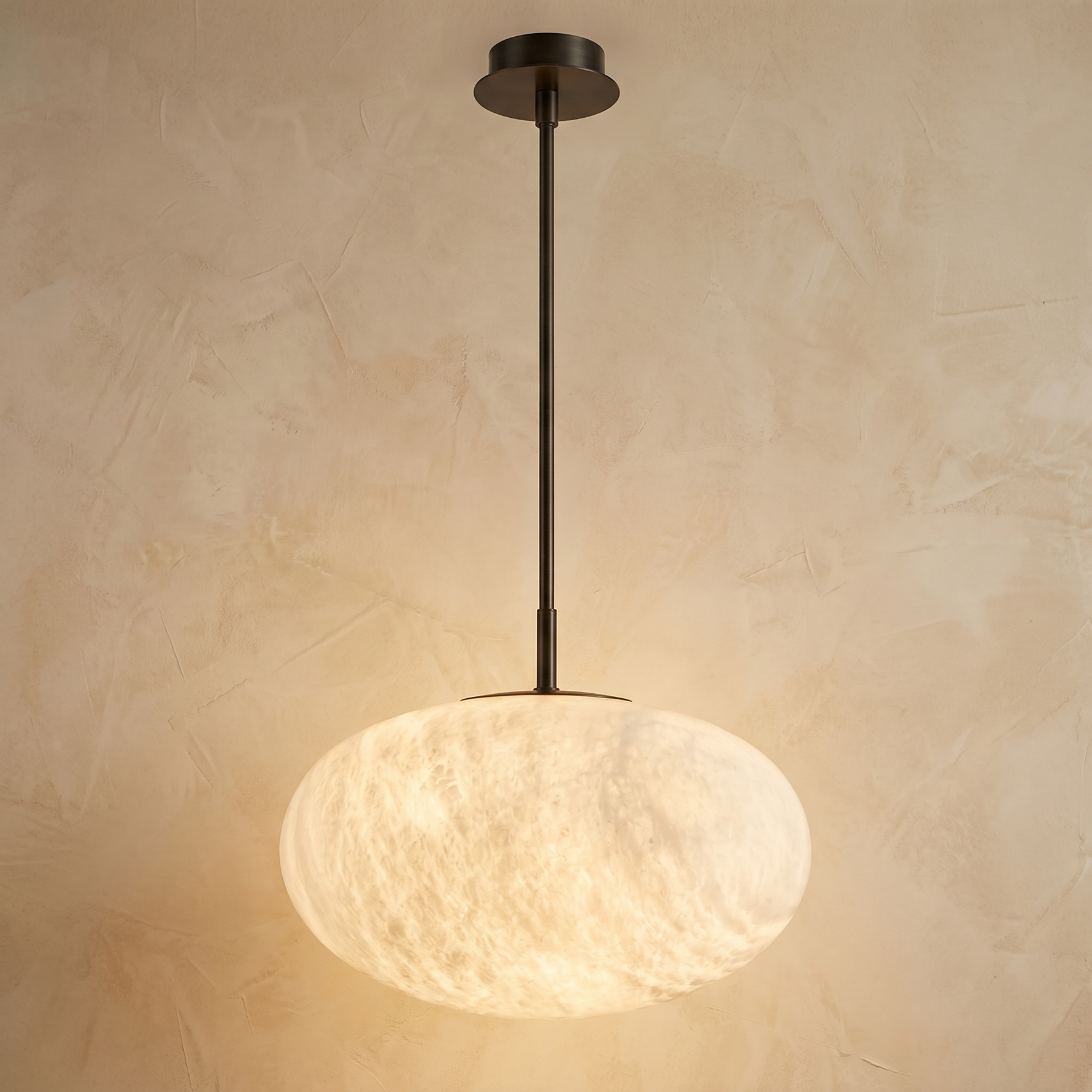 Oval Disc Pendant Alabaster — D290 — mra-oval-disc-pendant-d290-product