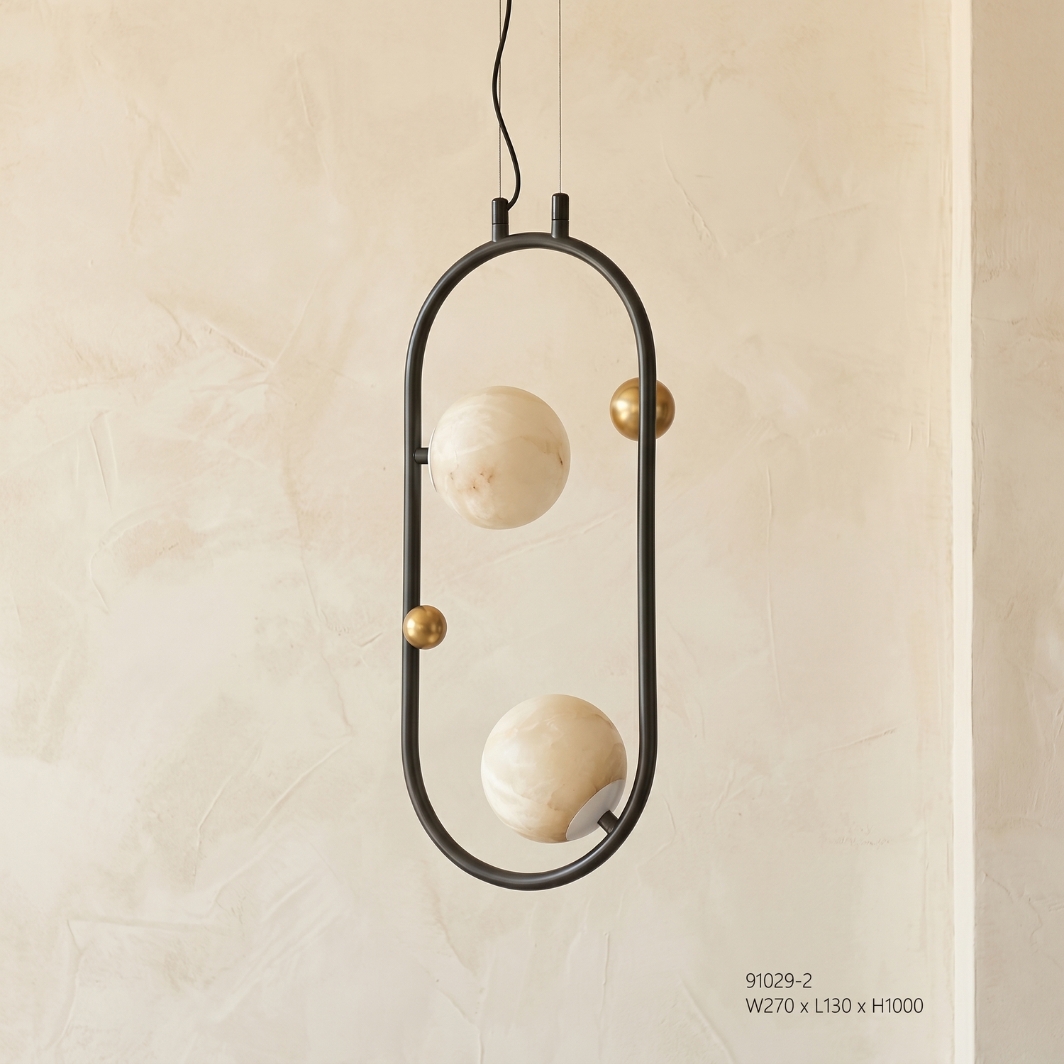 Oval Frame Duo Classic Alabaster Pendant Light — W160 — mra-oval-frame-duo-classic-w160-dark