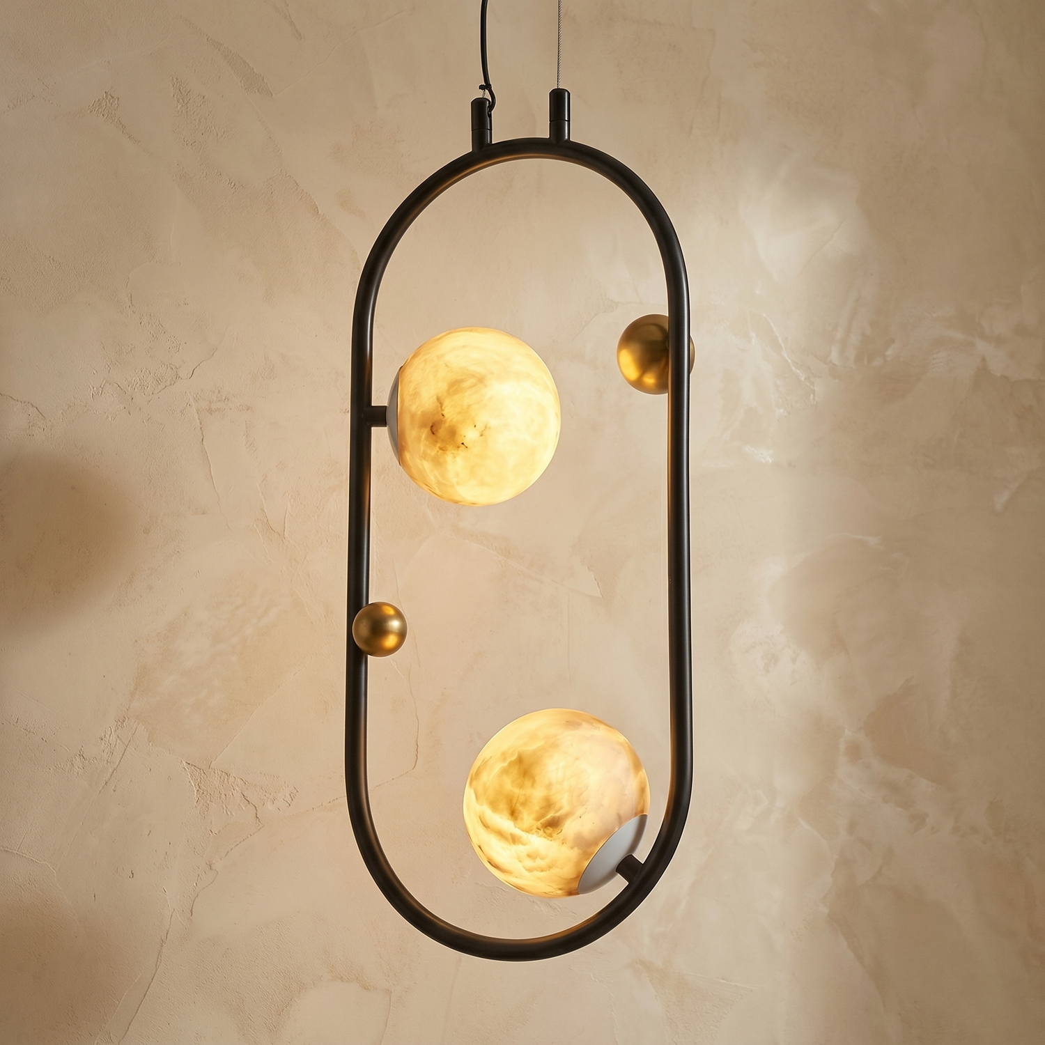 Oval Frame Duo Classic Alabaster Pendant Light — W160 — mra-oval-frame-duo-classic-w160-product