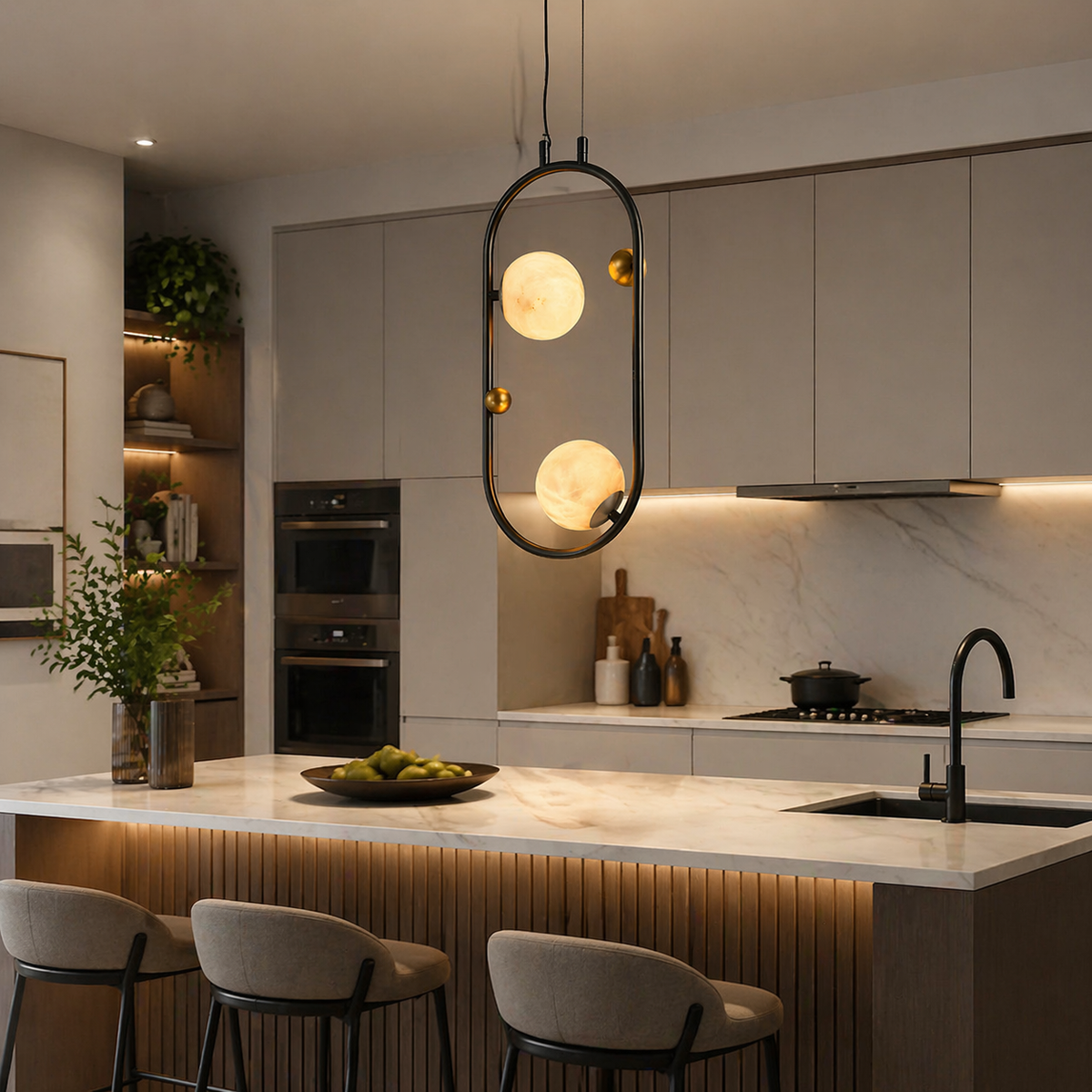 Oval Frame Duo Classic Alabaster Pendant Light — W160 — mra-oval-frame-duo-classic-w160-scene-2
