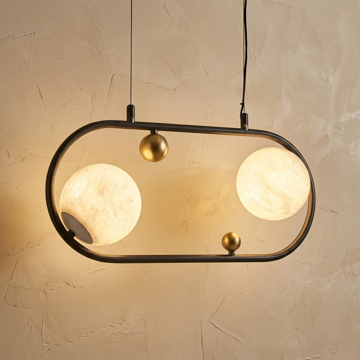 Oval Frame Duo Classic Alabaster Pendant Light — W680 — mra-oval-frame-duo-classic-w680-product