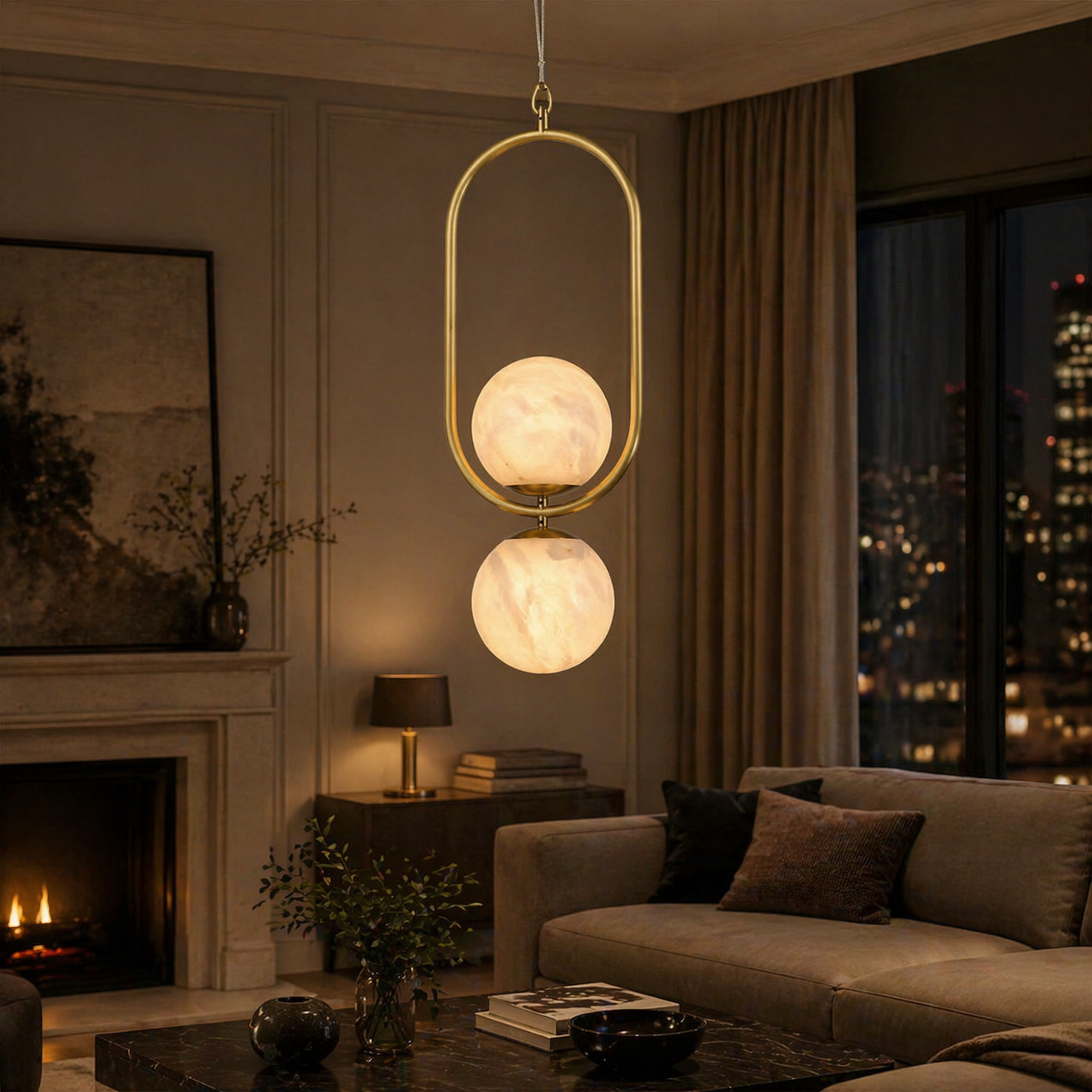 Oval Frame Duo Modern Alabaster Pendant Light — D280 — mra-oval-frame-duo-modern-d280-scene-3