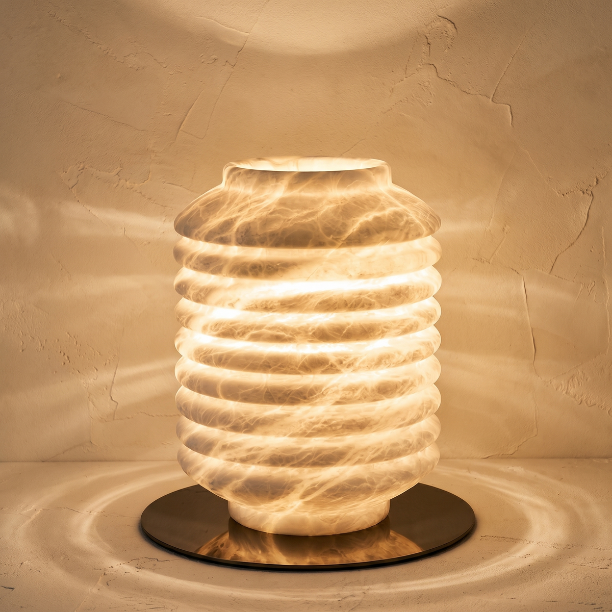 Ridged Jar Table Alabaster — D180 — mra-ridged-jar-table-49619-d180-product