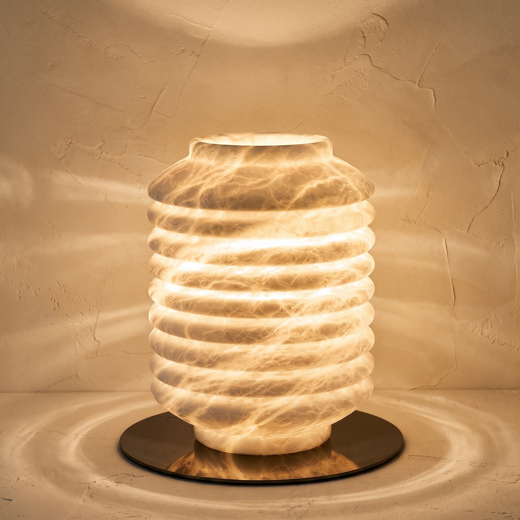 Ridged Jar Table Alabaster — D180 — mra-ridged-jar-table-49619-d180-product