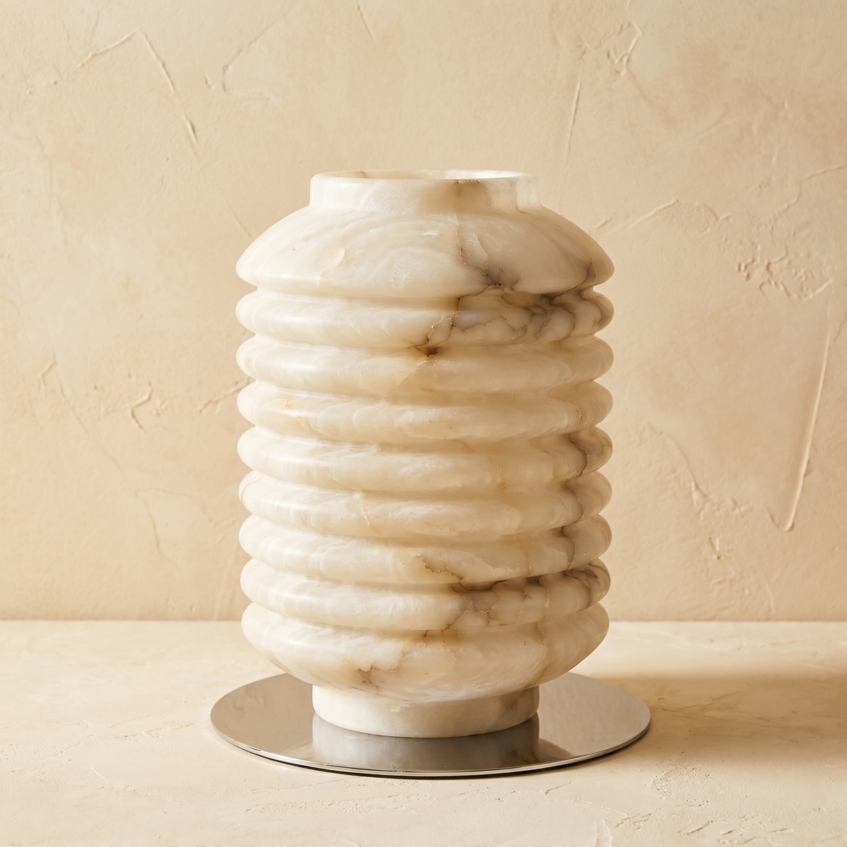 Ridged Jar Table Alabaster — D260 — mra-ridged-jar-table-49619-d260-dark