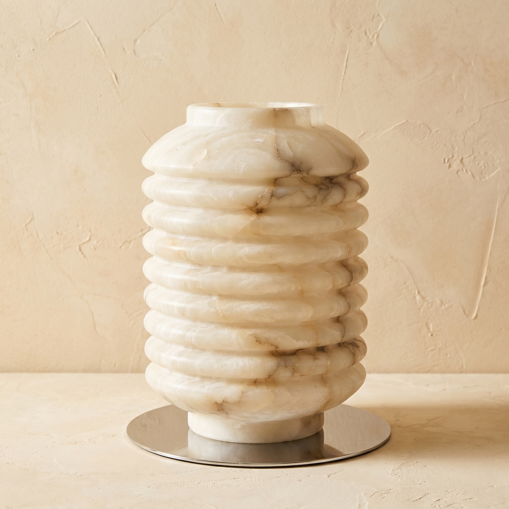 Ridged Jar Table Alabaster — D260 — mra-ridged-jar-table-49619-d260-dark
