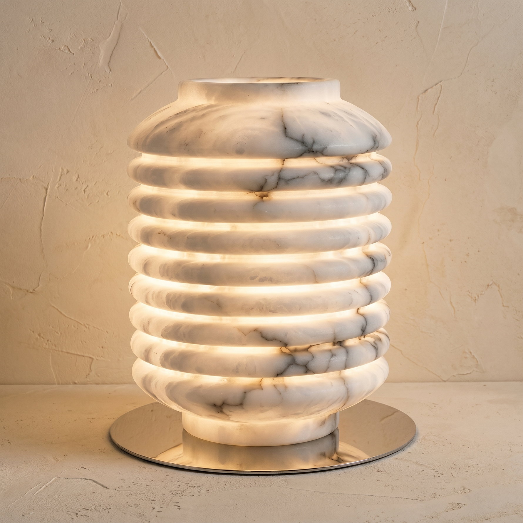 Ridged Jar Table Alabaster — D260 — mra-ridged-jar-table-49619-d260-product
