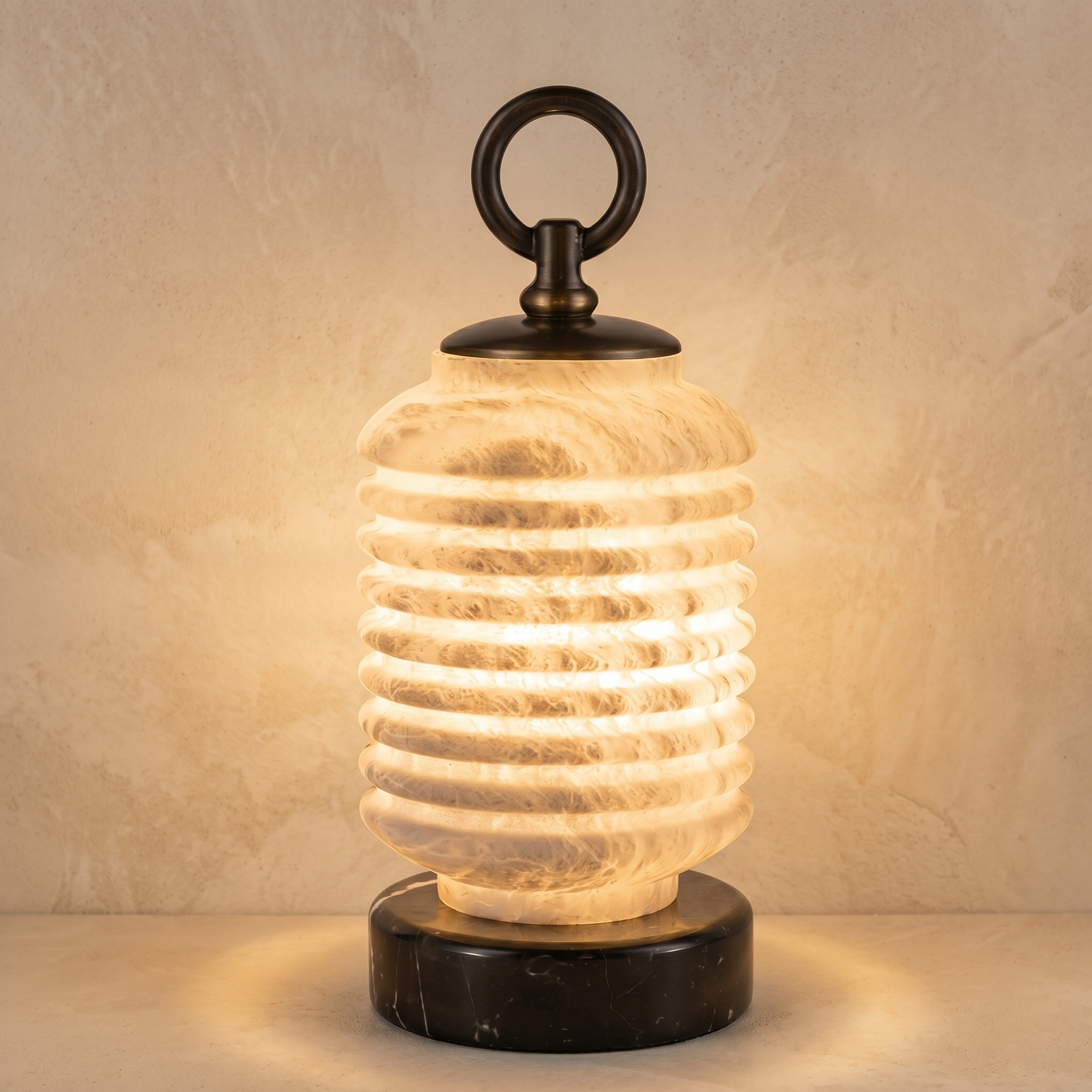 Ridged Lantern Table Alabaster — D160 — mra-ridged-lantern-table-49624-d160-product