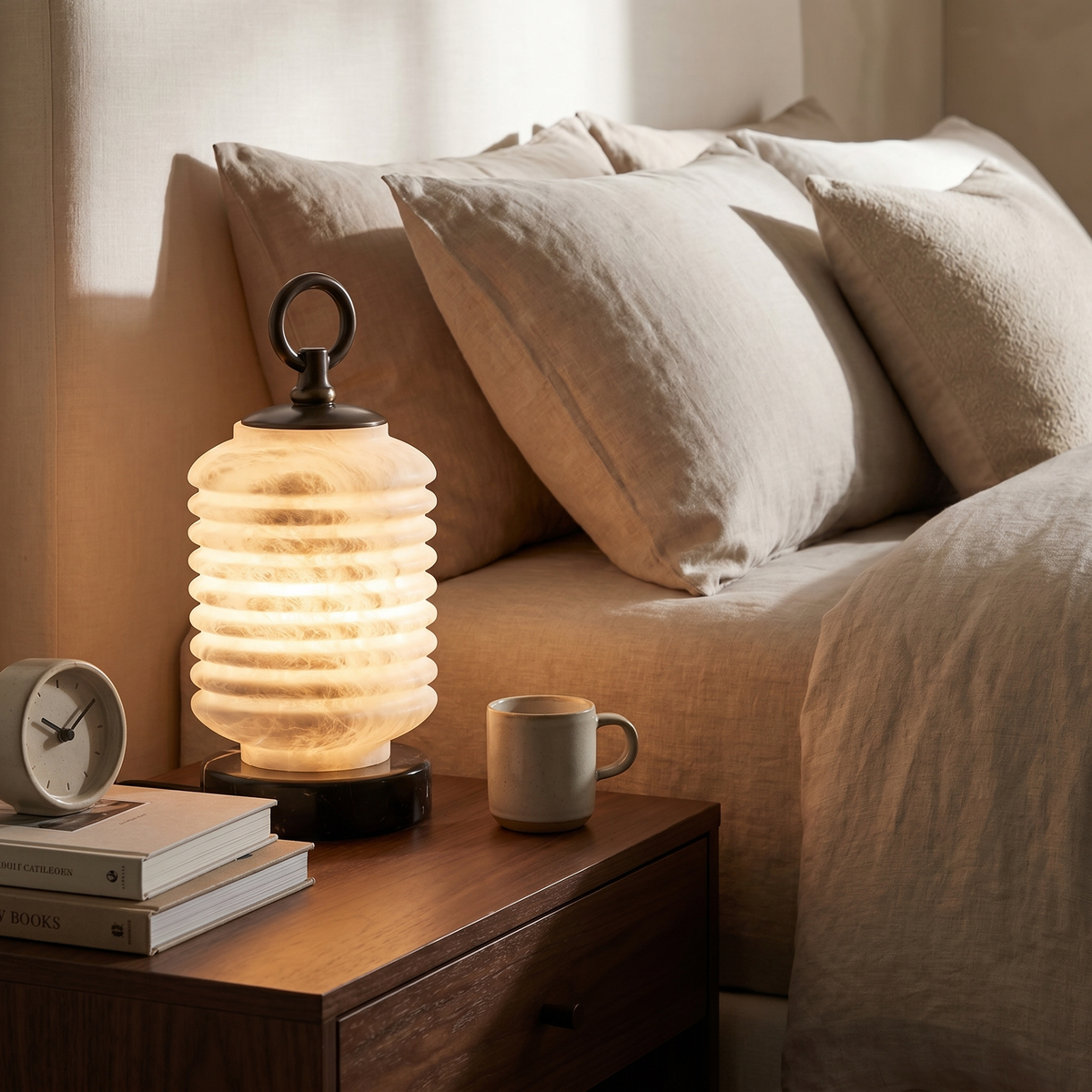 Ridged Lantern Table Alabaster — D160 — mra-ridged-lantern-table-49624-d160-scene-1
