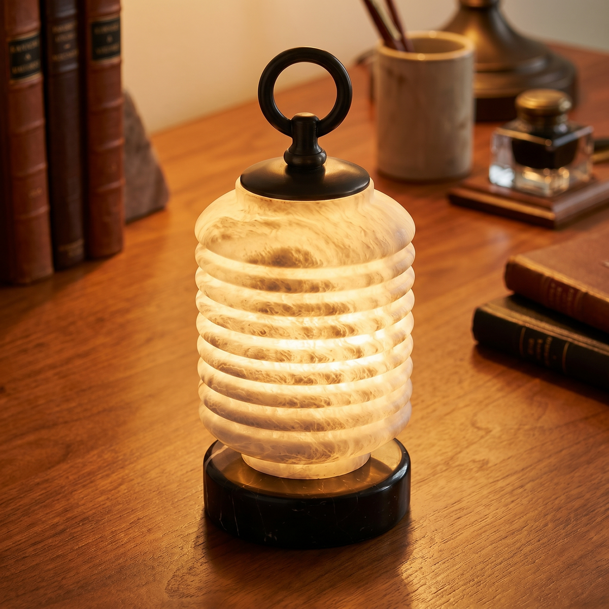 Ridged Lantern Table Alabaster — D160 — mra-ridged-lantern-table-49624-d160-scene-2