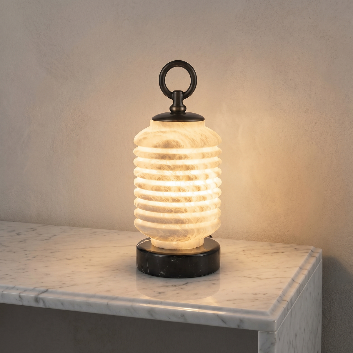Ridged Lantern Table Alabaster — D160 — mra-ridged-lantern-table-49624-d160-scene-3