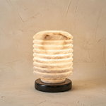 Ridged Lantern Table Alabaster — D180 — mra-ridged-lantern-table-49624-d180-product