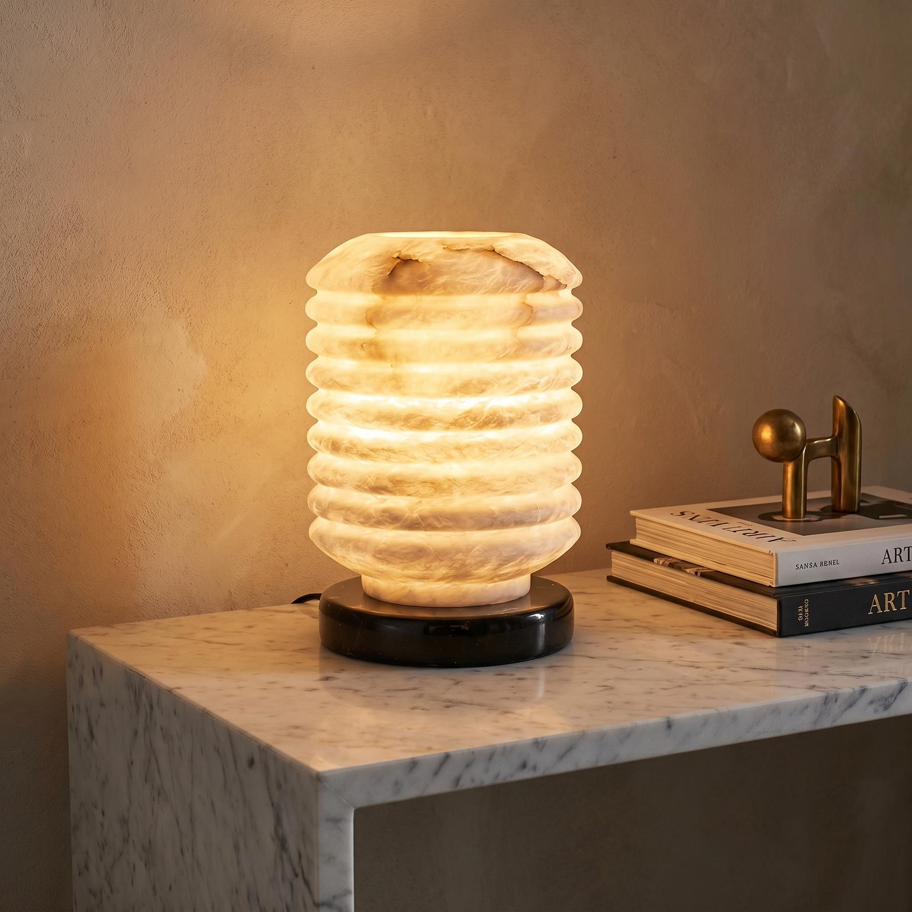 Ridged Lantern Table Alabaster — D180 — mra-ridged-lantern-table-49624-d180-scene-3