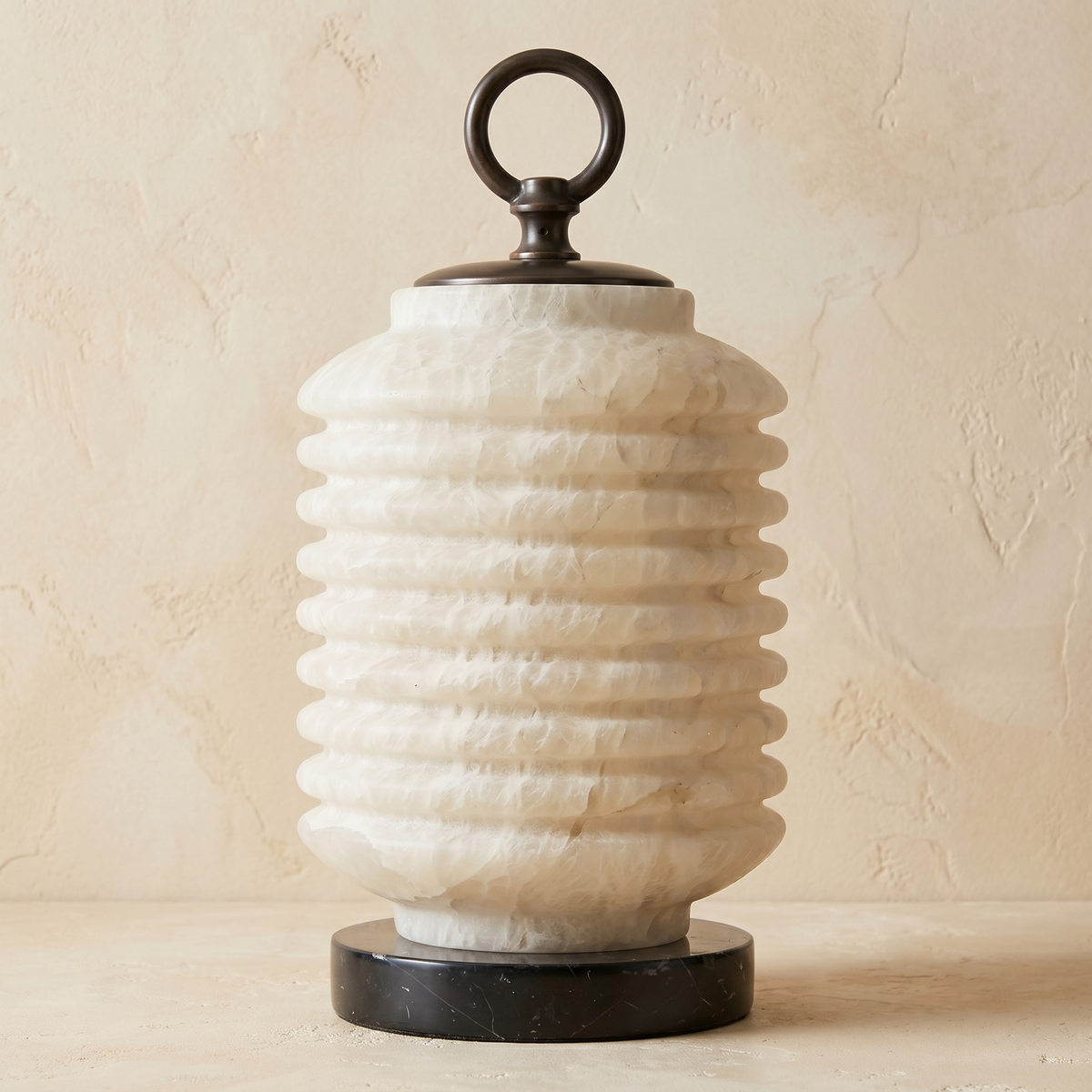 Ridged Lantern Table Alabaster — D260 — mra-ridged-lantern-table-49624-d260-dark