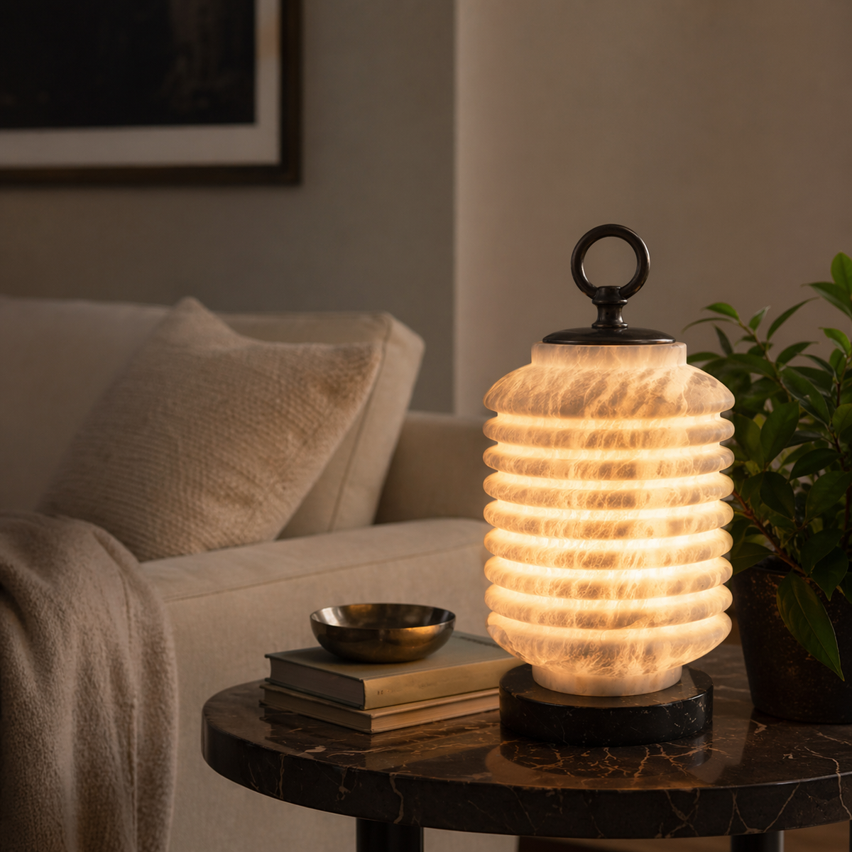 Ridged Lantern Table Alabaster — D260 — mra-ridged-lantern-table-49624-d260-scene-2