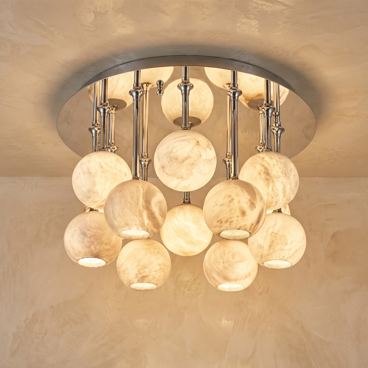 Silver Disc Cluster Ceiling Alabaster — D600 — mra-silver-disc-cluster-ceiling-91005-d600-product