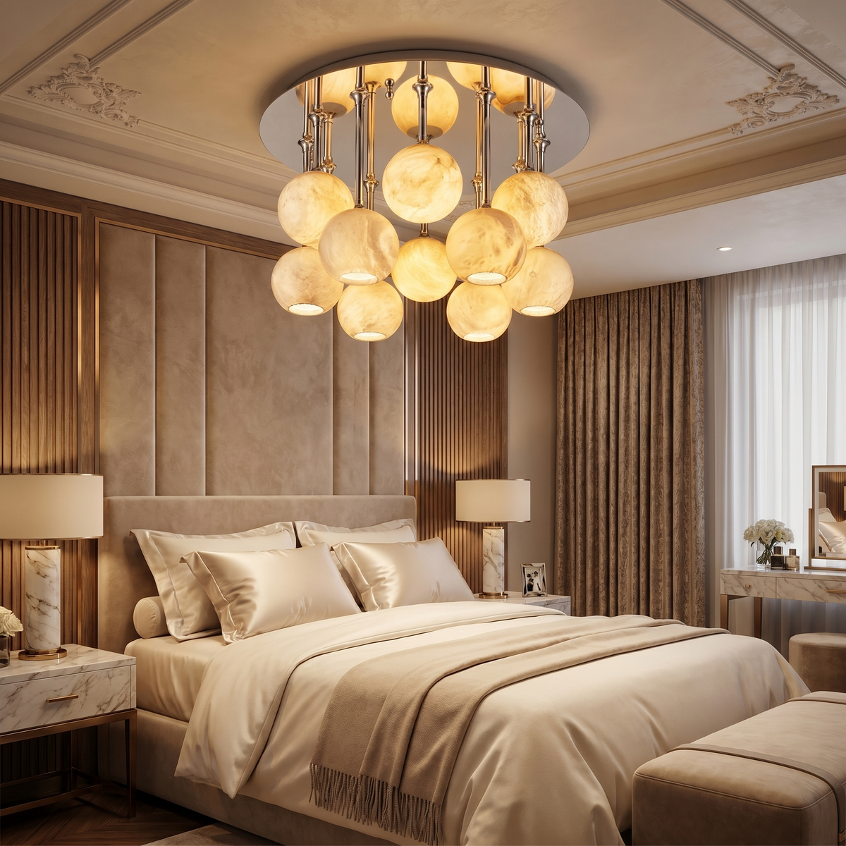 Silver Disc Cluster Ceiling Alabaster — D600 — mra-silver-disc-cluster-ceiling-91005-d600-scene-2