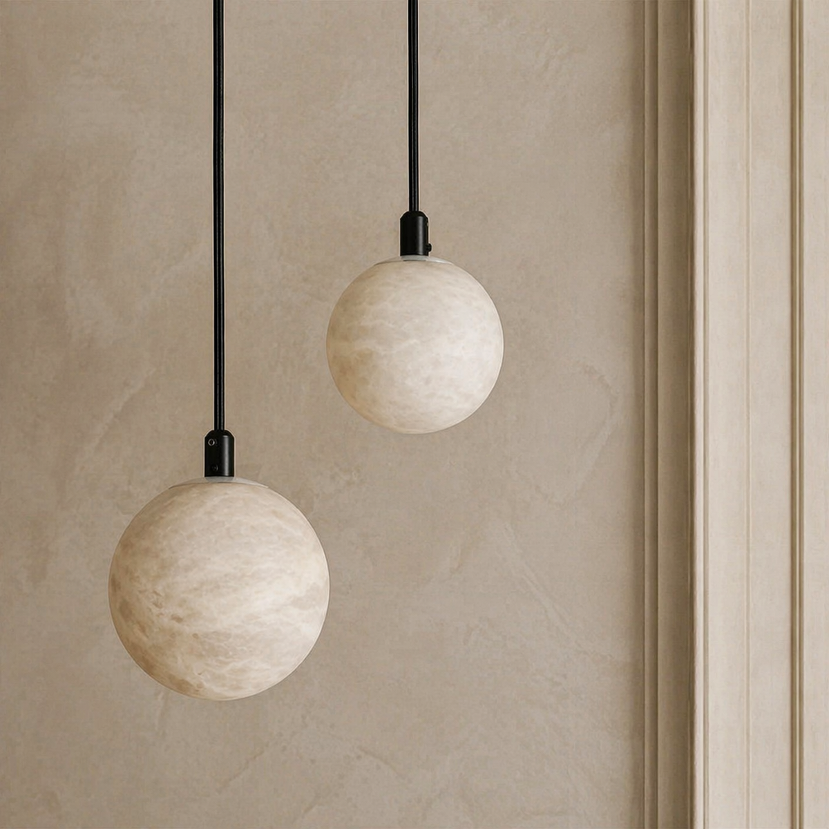 Small Orb Pendant Alabaster — D140 — mra-small-orb-pendant-70031-d140-dark
