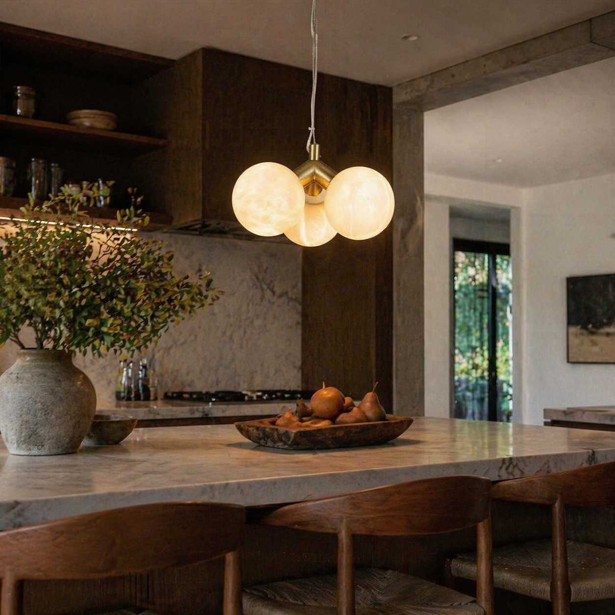 Truss & Cluster Mix Alabaster Pendant Light — D120 — mra-truss-cluster-mix-p26-d120-scene-2
