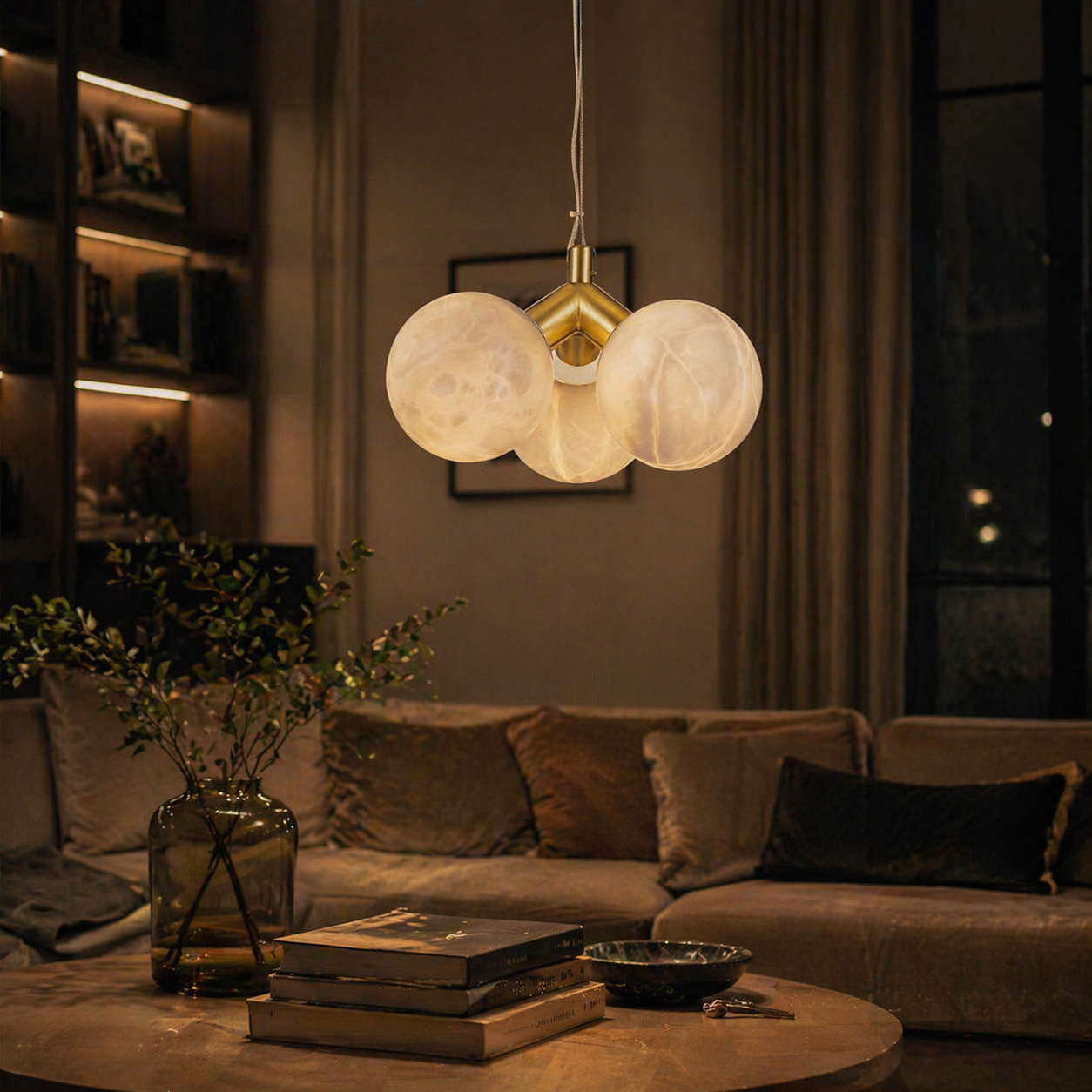 Truss & Cluster Mix Alabaster Pendant Light — D120 — mra-truss-cluster-mix-p26-d120-scene-3