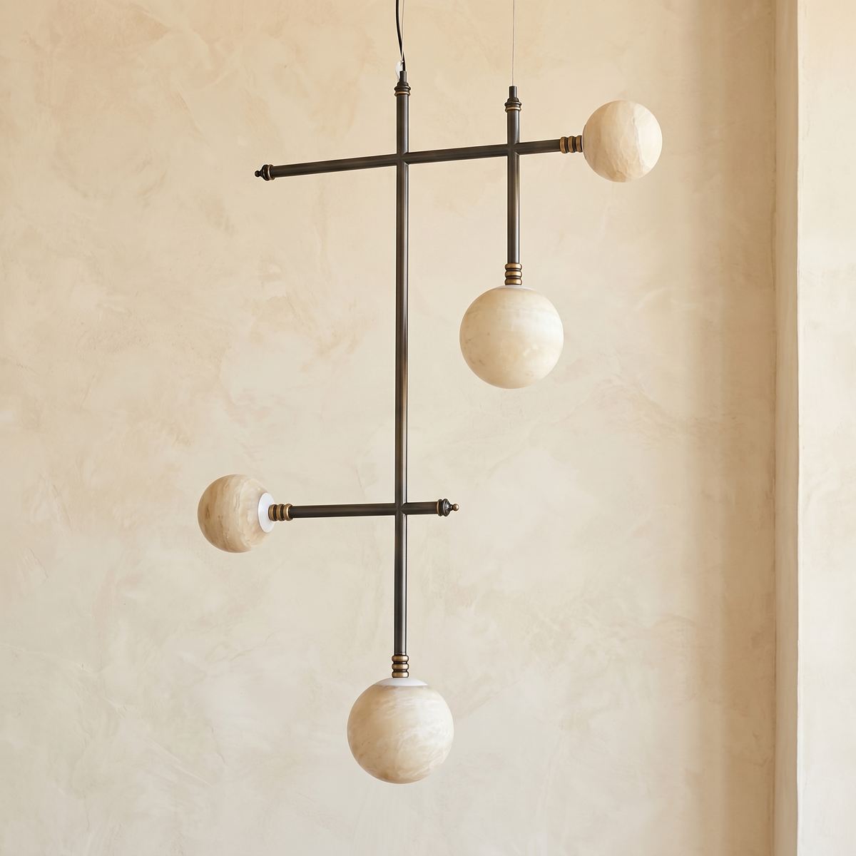 Truss & Cluster Mix Alabaster Pendant Light — W900 — mra-truss-cluster-mix-p26-w900-dark