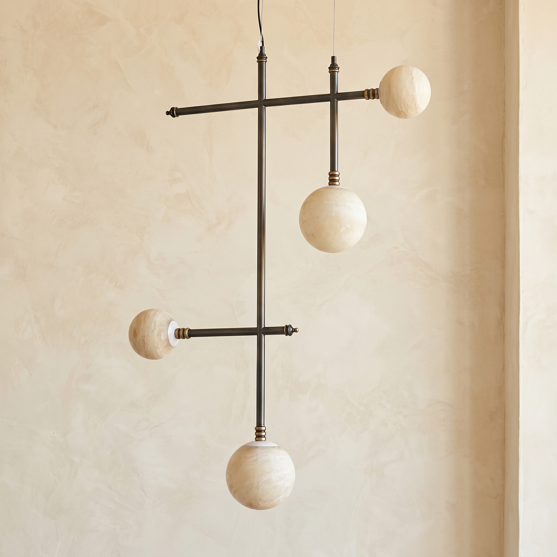 Truss & Cluster Mix Alabaster Pendant Light — W900 — mra-truss-cluster-mix-p26-w900-dark