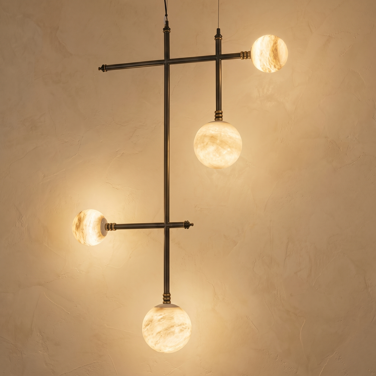 Truss & Cluster Mix Alabaster Pendant Light — W900 — mra-truss-cluster-mix-p26-w900-product