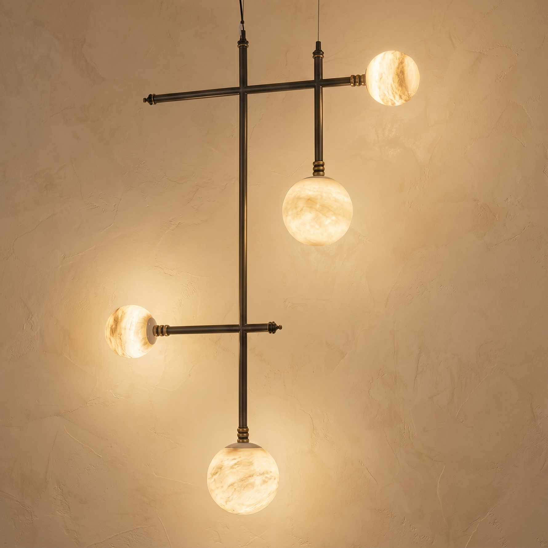 Truss & Cluster Mix Alabaster Pendant Light — W900 — mra-truss-cluster-mix-p26-w900-product