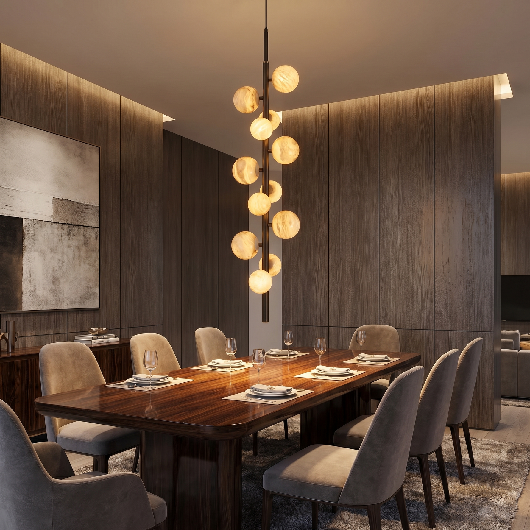 Vertical Orb Cascade Alabaster Pendant Light — D380 — mra-vertical-orb-cascade-91021-d380-scene-1