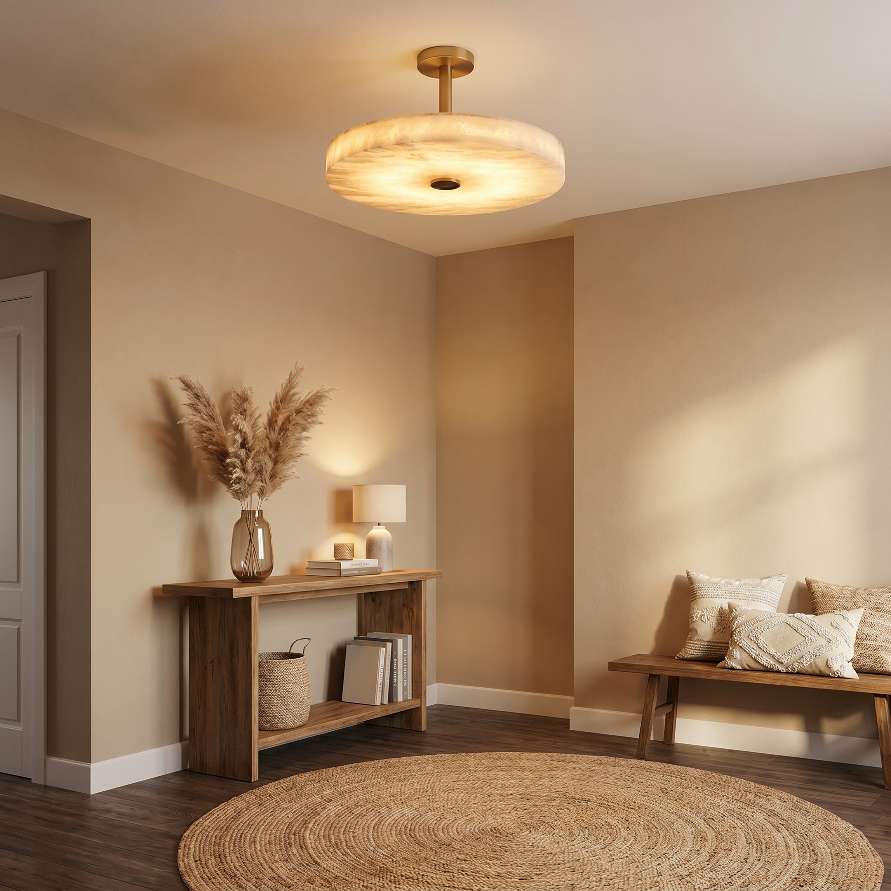 Wood Disc Ceiling 70020 (extra sizes) Alabaster — D390 — mra-wood-disc-ceiling-70020-extra-sizes-d390-scene-1